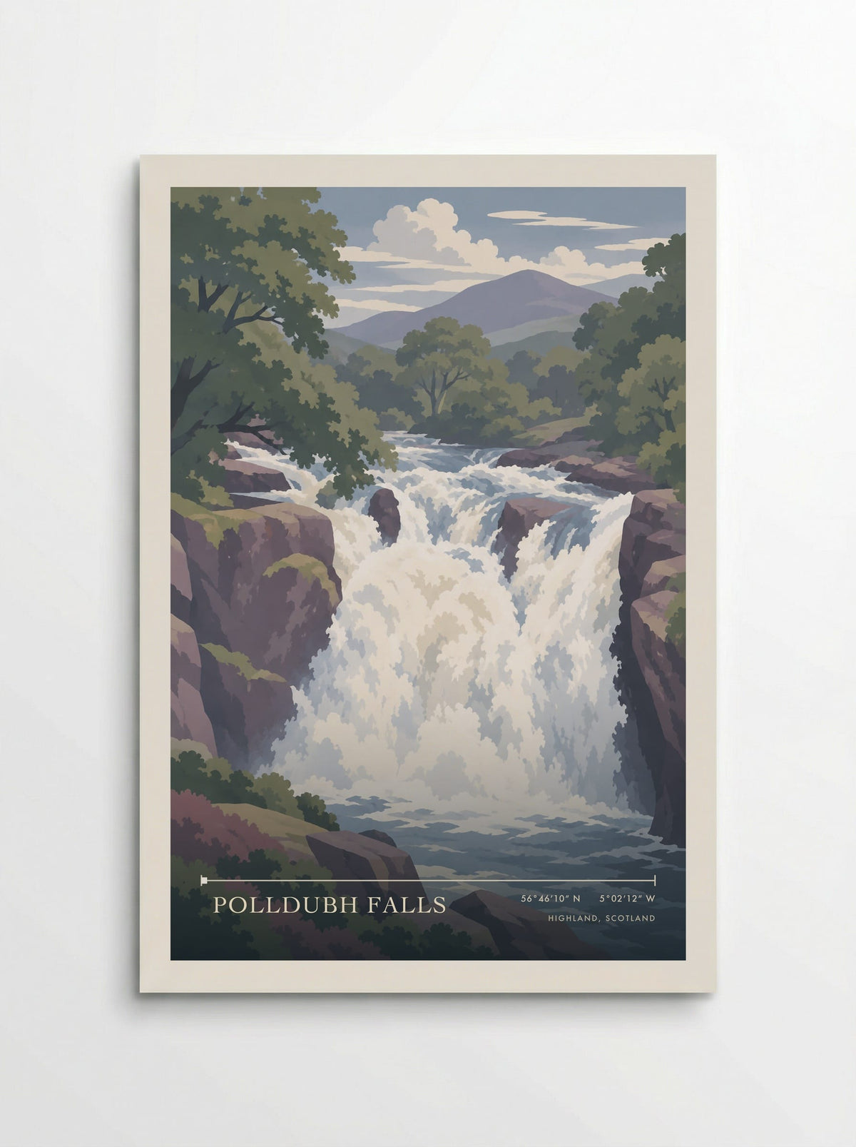 Polldubh Falls, Highland, Scotland | Travel Poster - Poster