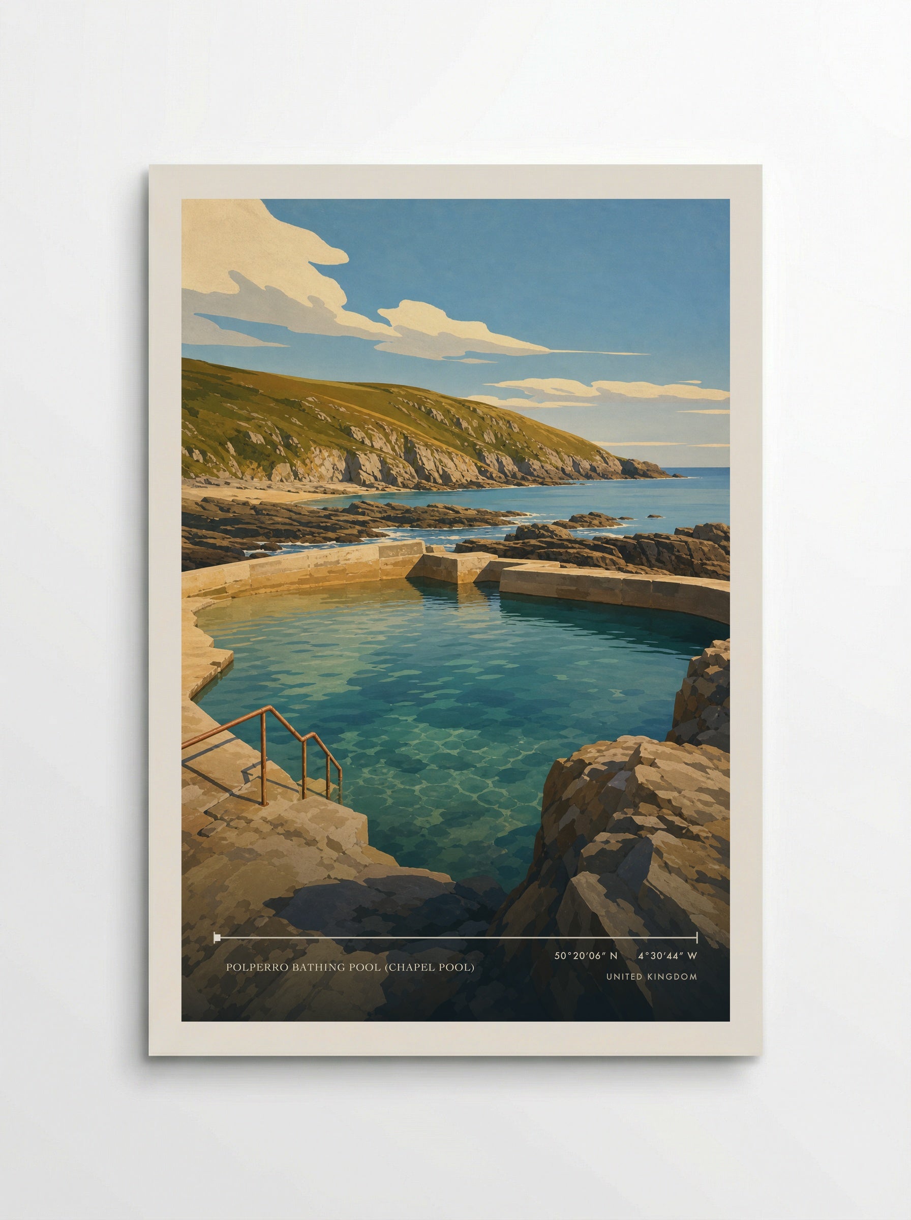 Polperro Bathing Pool (Chapel Pool) United Kingdom Travel Poster - Poster