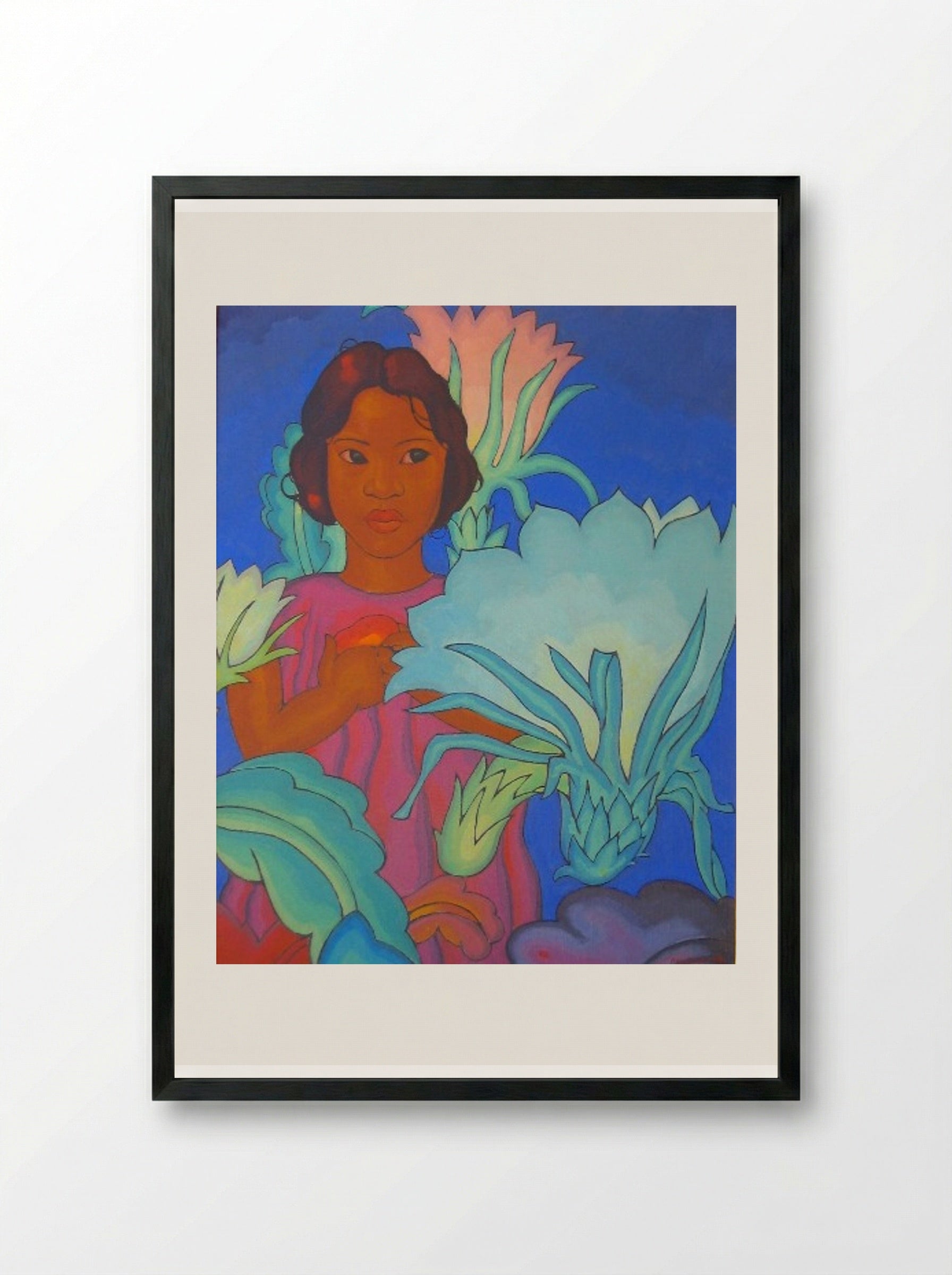 Polynesian Girl - Arman Manookian - Framed Print Black