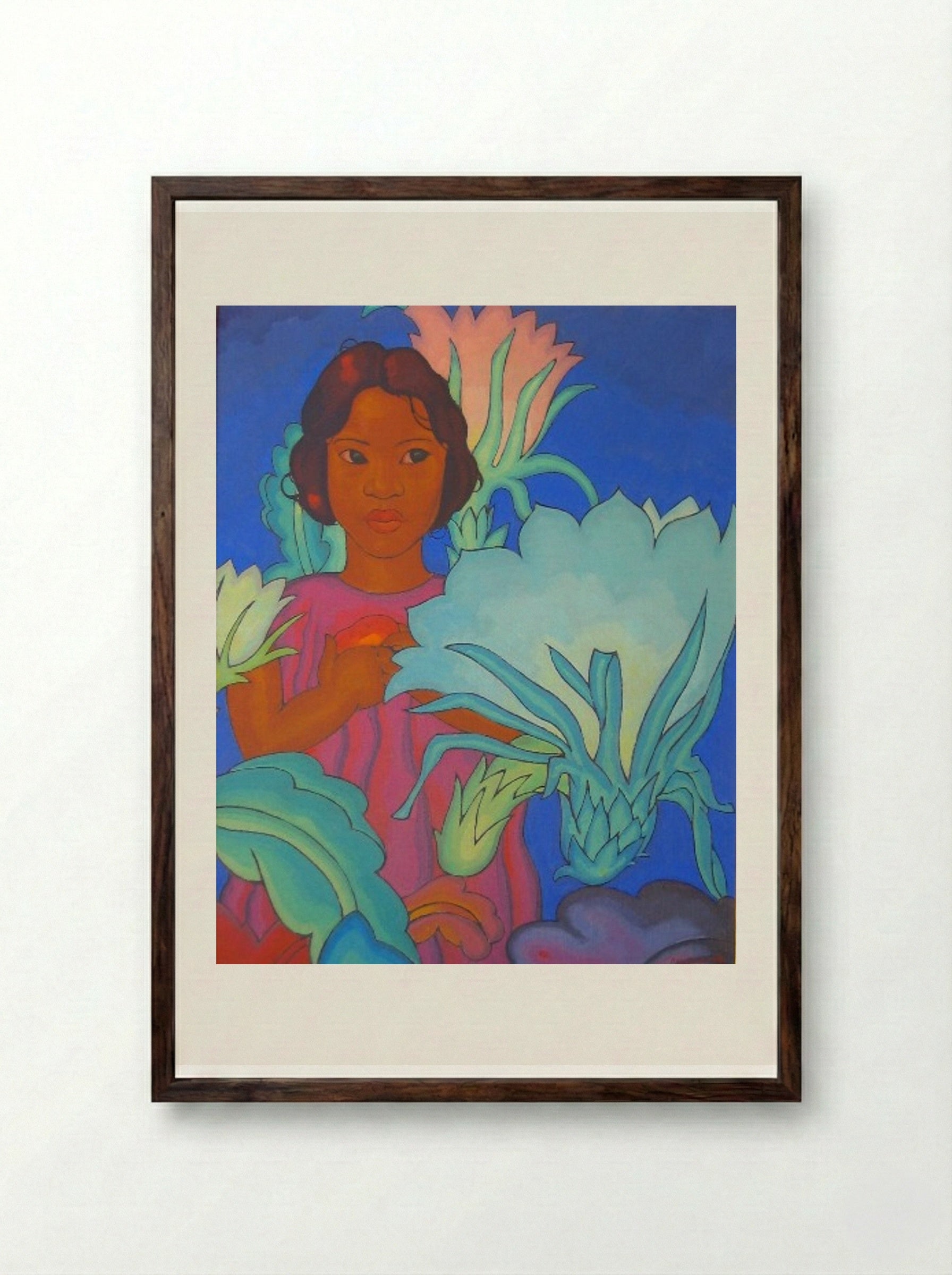 Polynesian Girl - Arman Manookian - Framed Print Dark Wood