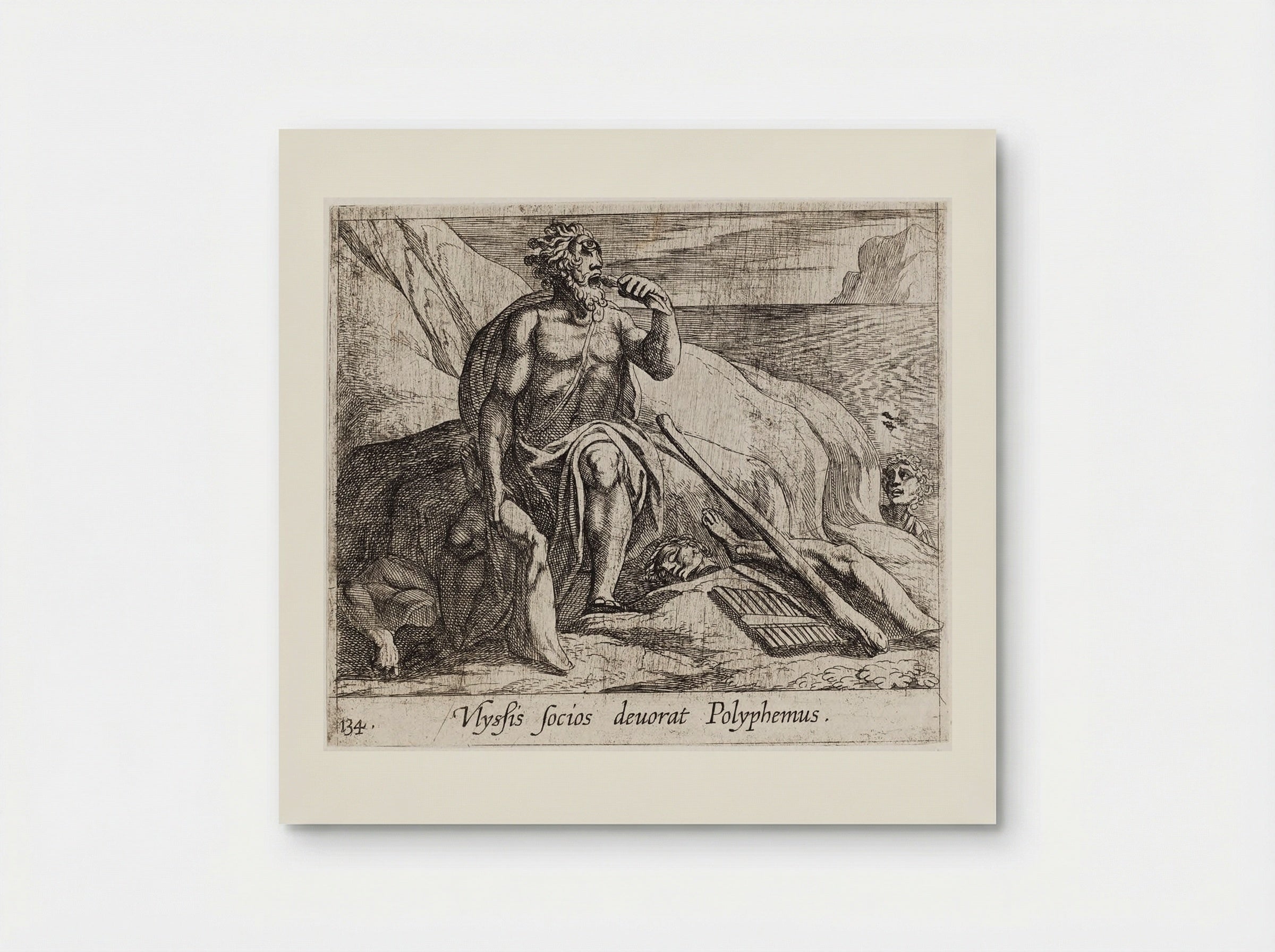 Polyphemus Eating Ulysses' Men, as Achaemides Watches - Antonio Tempesta - Poster