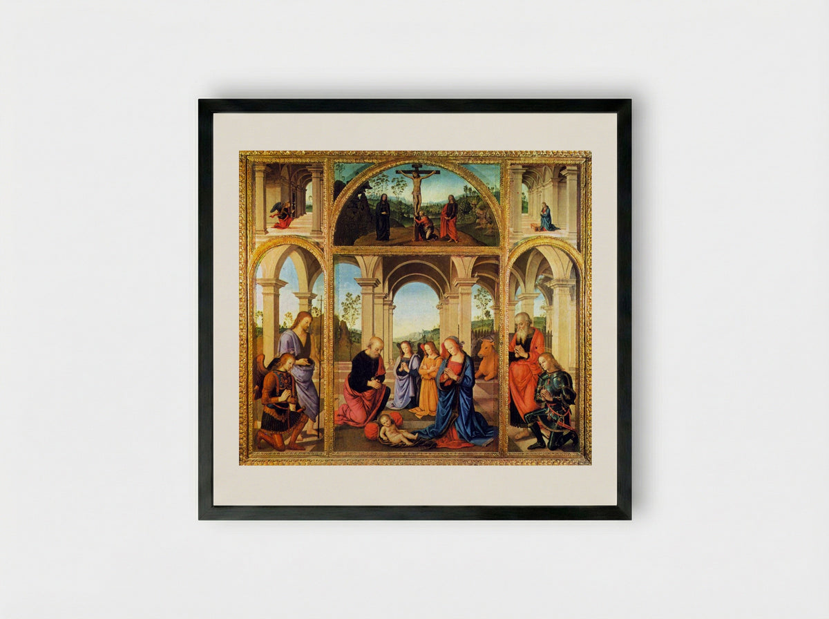 Polyptych Albani Torlonia - Pietro Perugino - Framed Print Black
