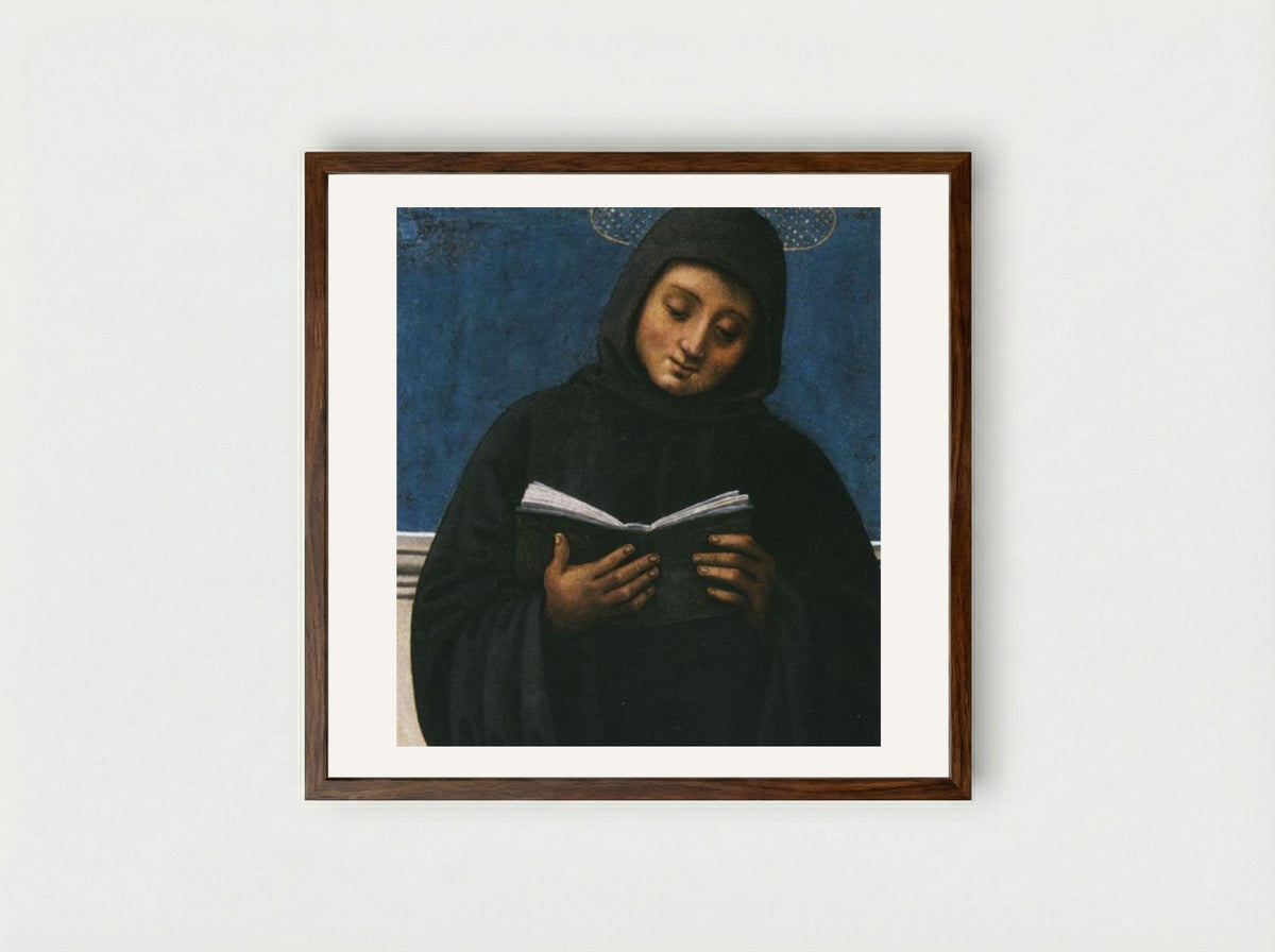Polyptych of St. Peter (San Mauro) - Pietro Perugino - Framed Print Dark Wood