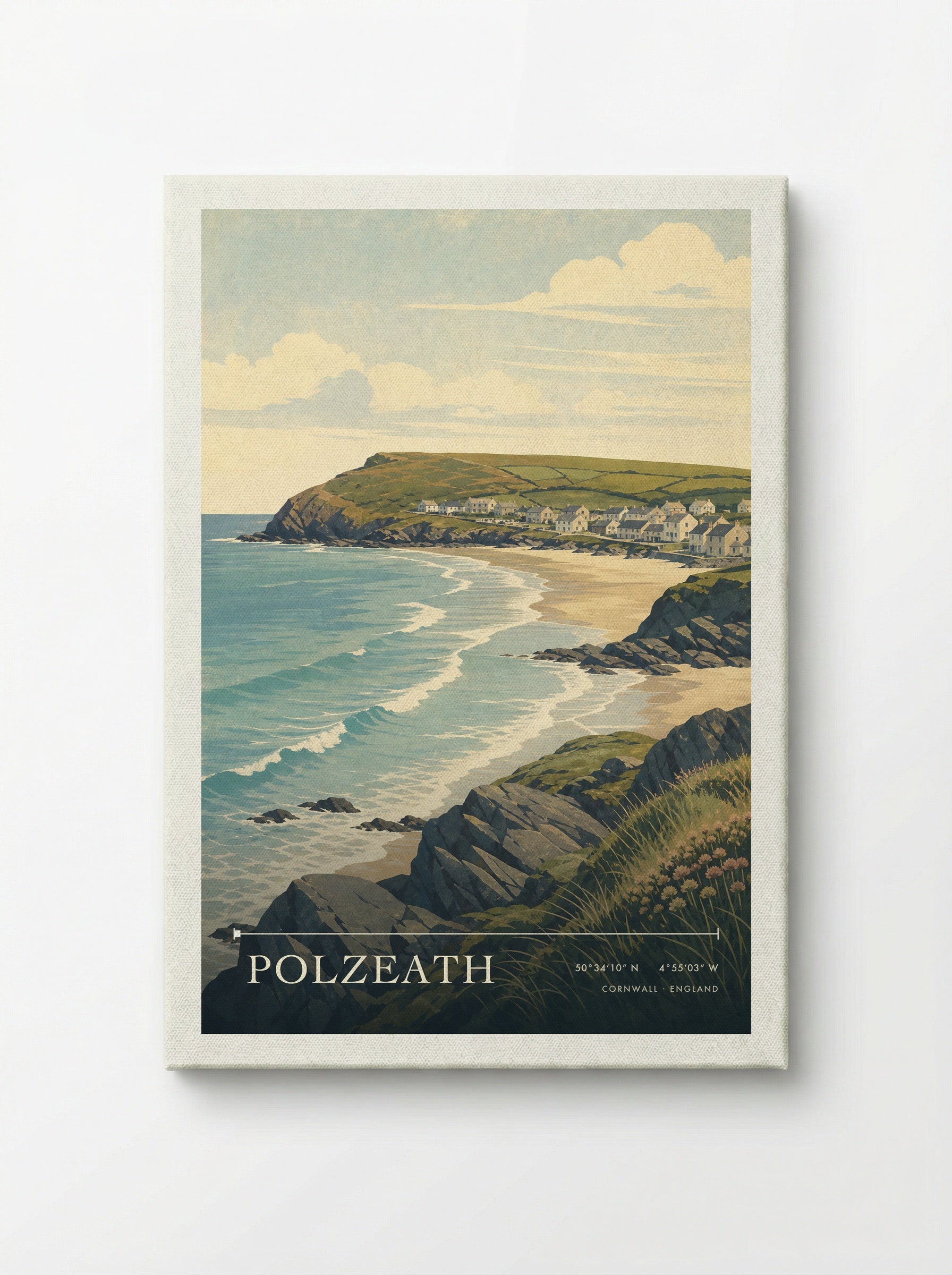 Polzeath Cornwall England Travel Poster - Canvas