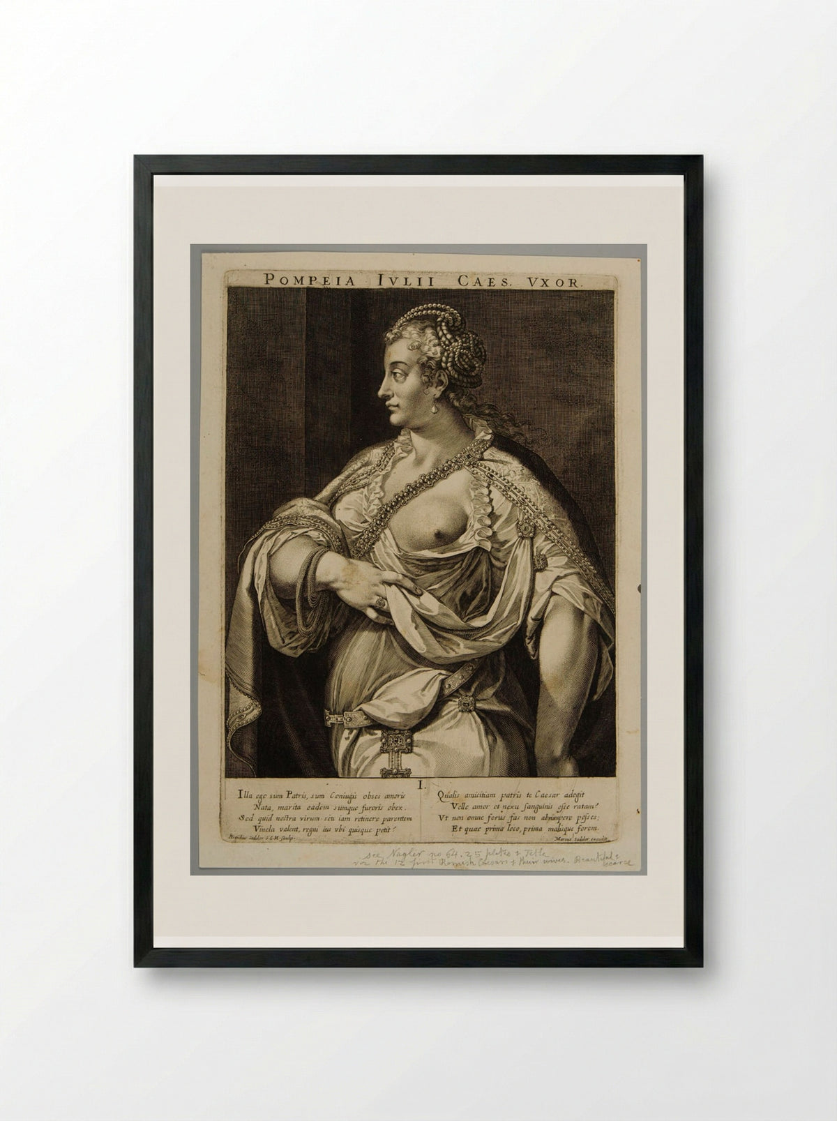 Pompeia, Wife of Julius Caesar - Aegidius Sadeler II - Framed Print Black