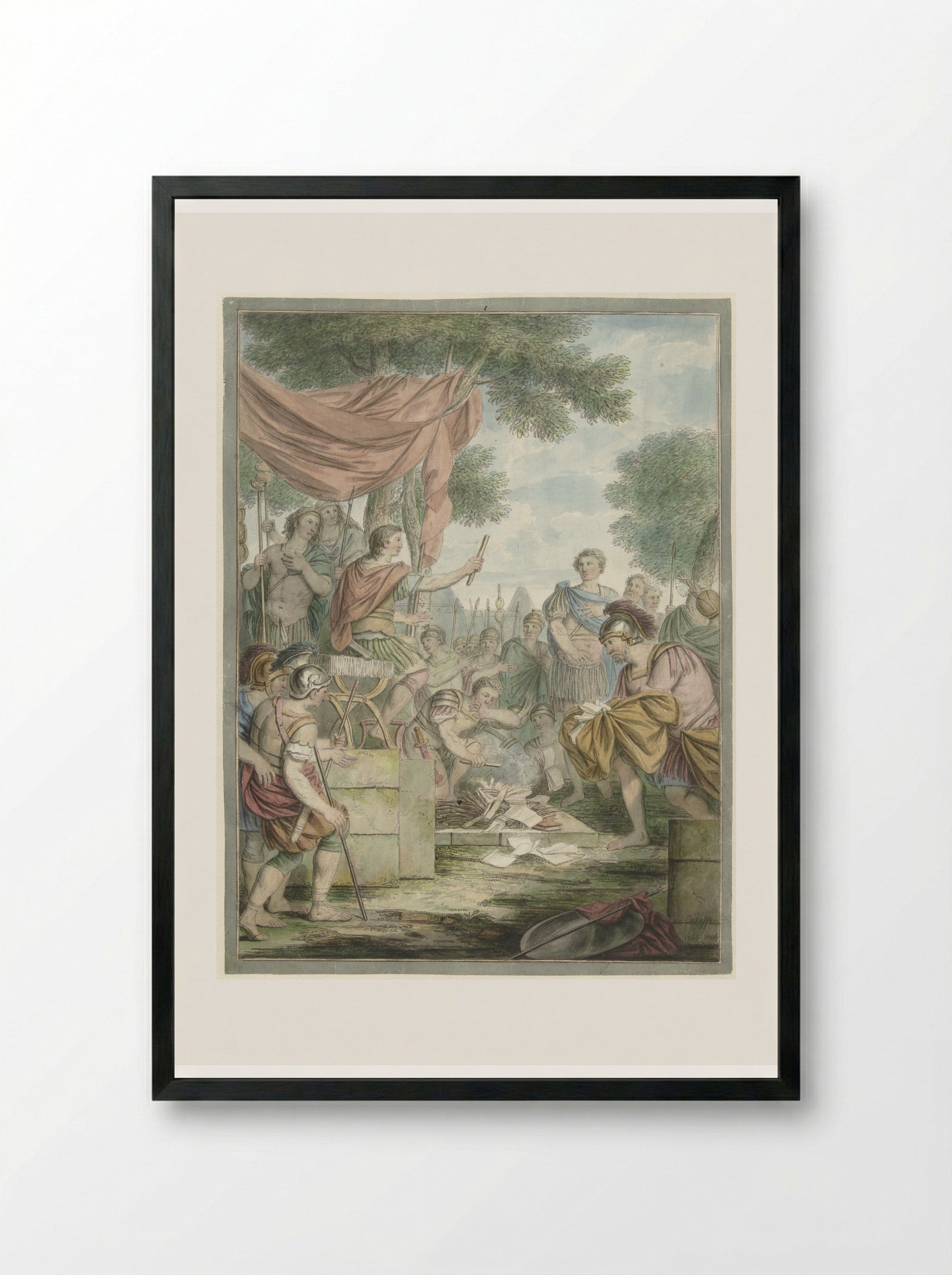 Pompeius laat de brieven van Sertorius verbranden - Louis Fabritius Dubourg - Framed Print Black