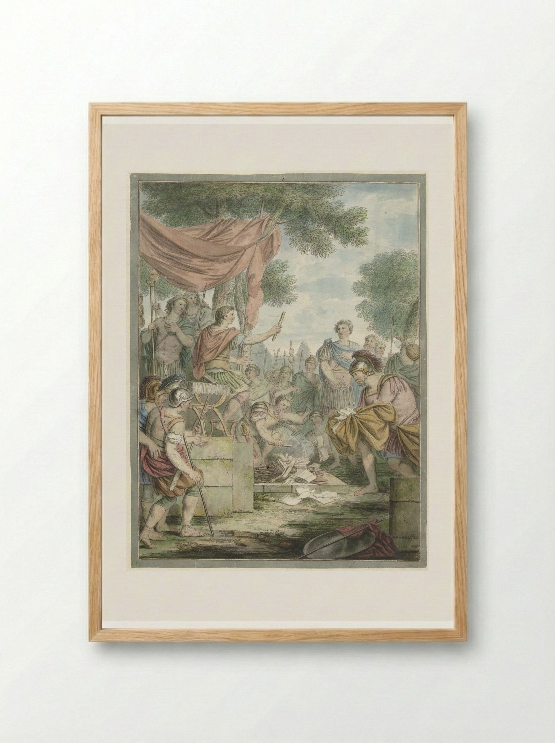 Pompeius laat de brieven van Sertorius verbranden - Louis Fabritius Dubourg - Framed Print Wood