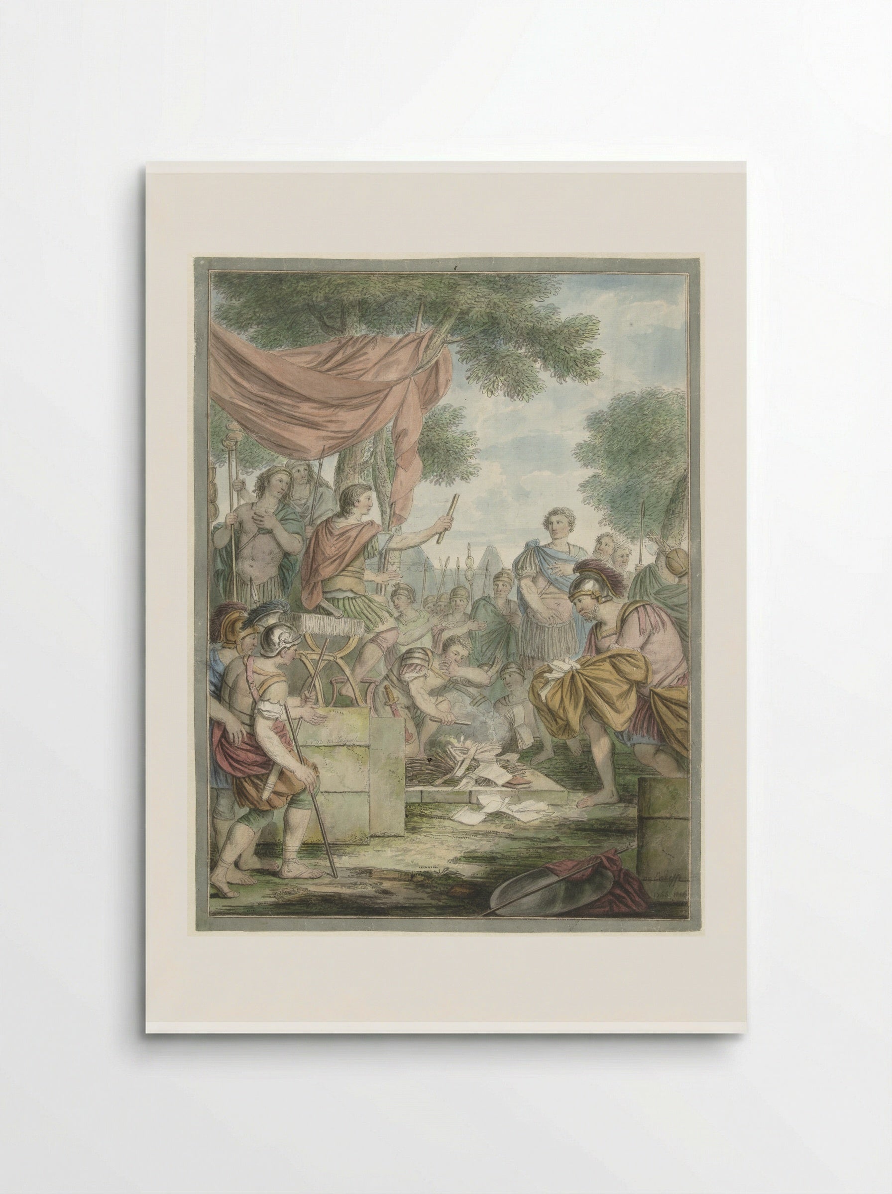 Pompeius laat de brieven van Sertorius verbranden - Louis Fabritius Dubourg - Poster