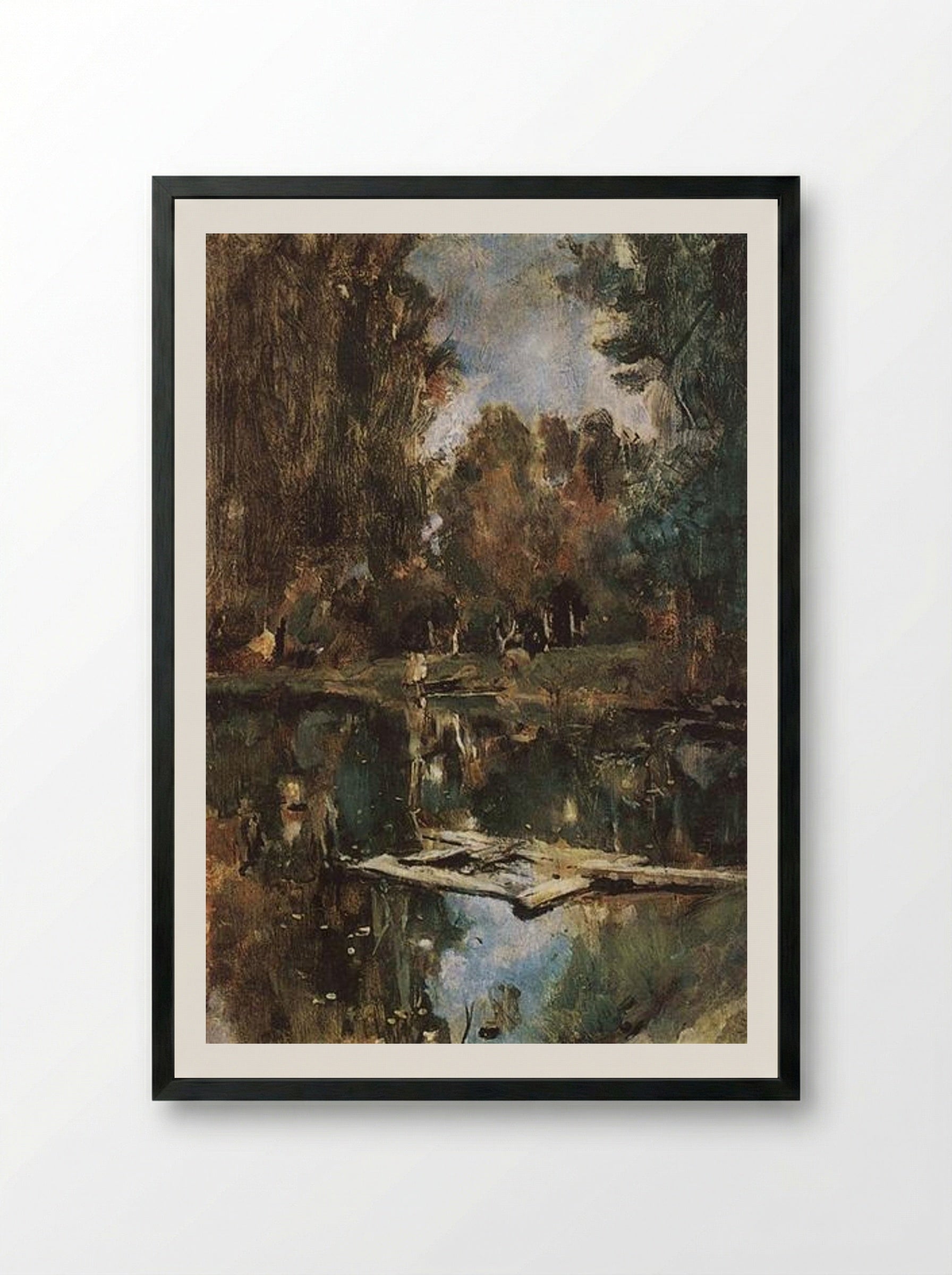 Pond in Abramtsevo - Valentin Serov - Framed Print Black