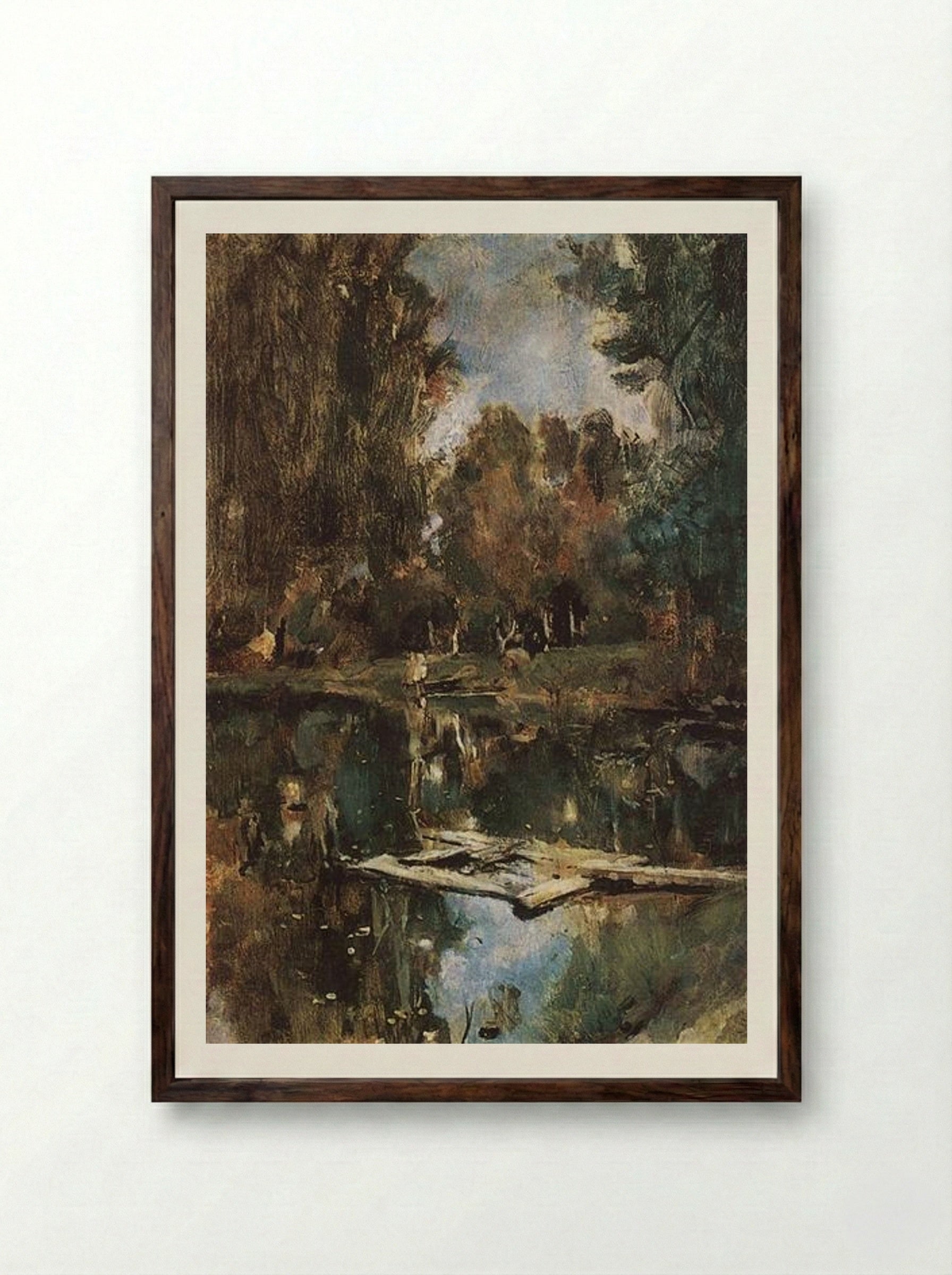 Pond in Abramtsevo - Valentin Serov - Framed Print Dark Wood