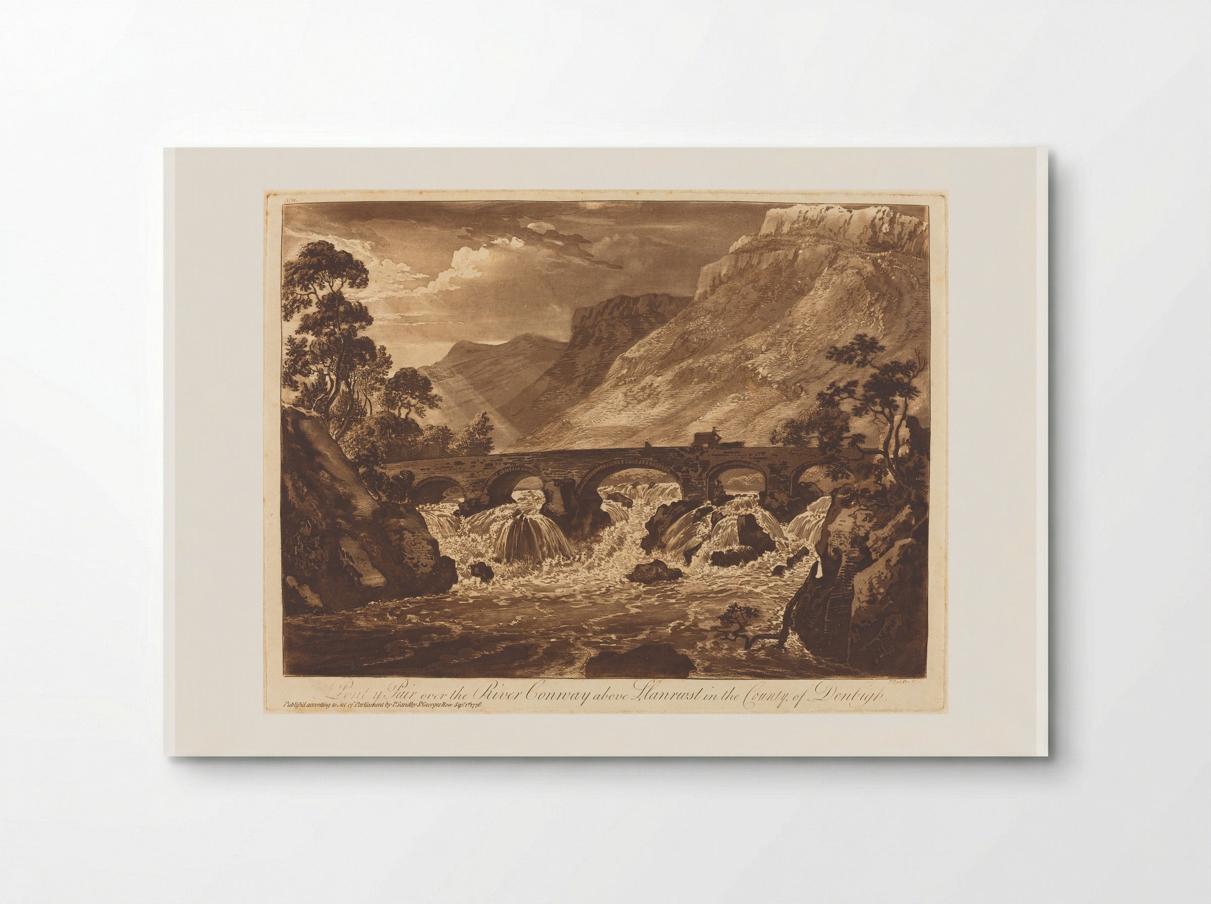 Pont y Pair over the River Conway above Llanrwst in the County of Denbigh - Paul Sandby - Poster