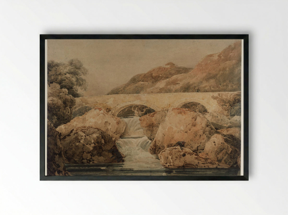 Pont-y-Pair - Thomas Girtin - Framed Print Black
