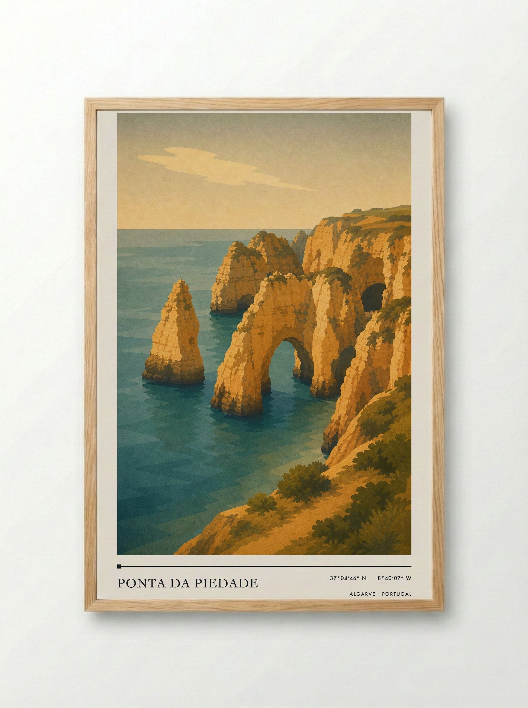 Ponta da Piedade Travel Poster Artwork - Framed Print Wood