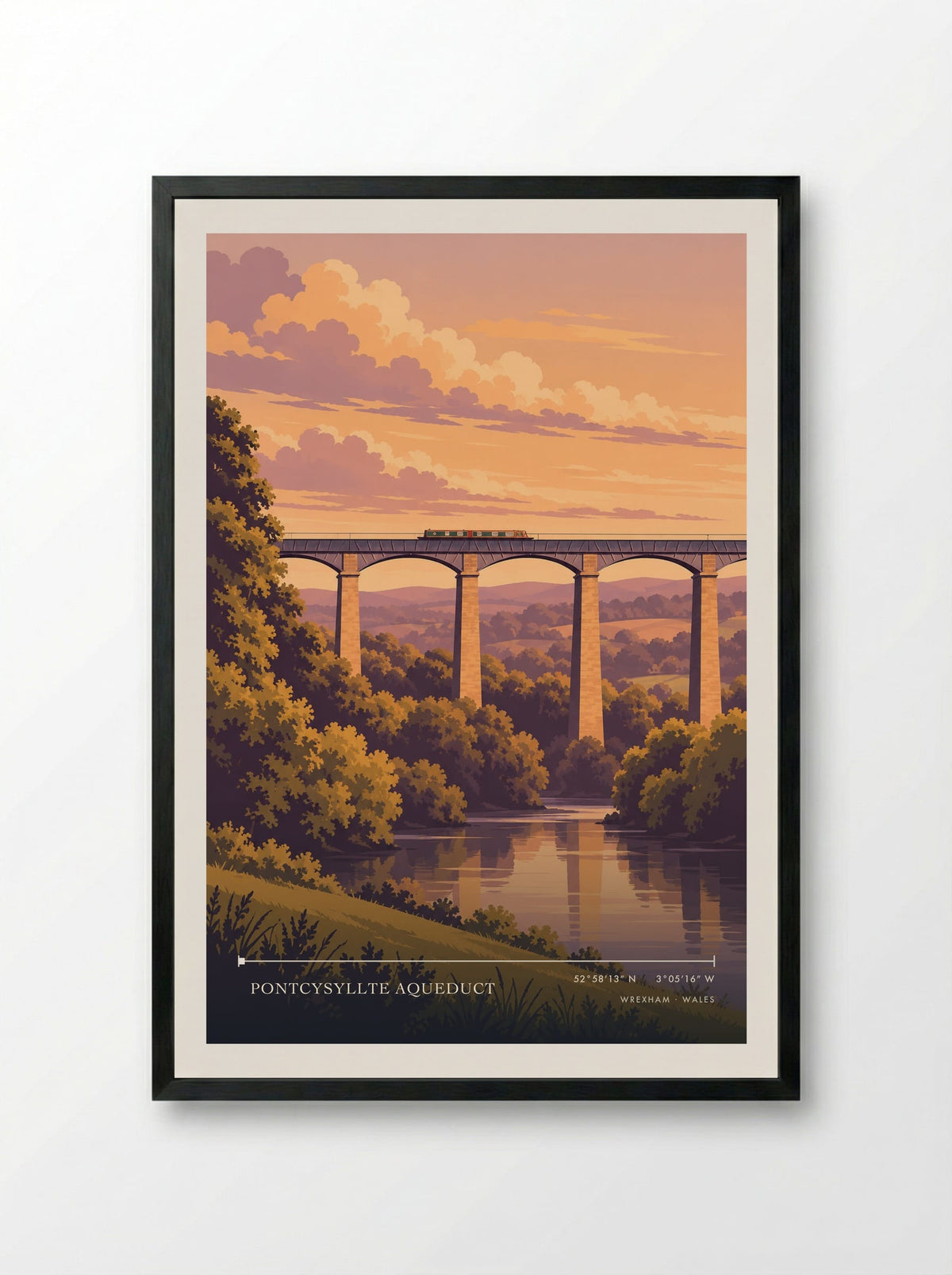 Pontcysyllte Aqueduct, Wrexham | Travel Poster - Framed Print Black