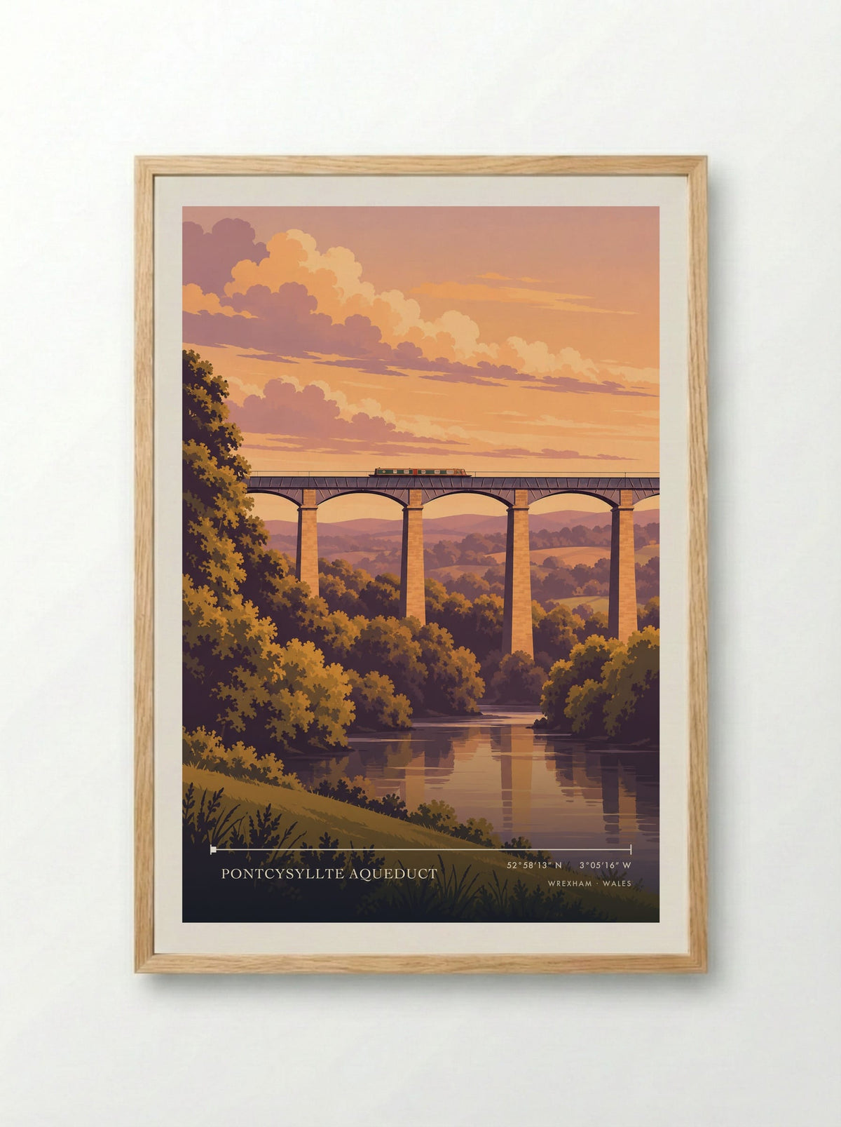 Pontcysyllte Aqueduct, Wrexham | Travel Poster - Framed Print Wood