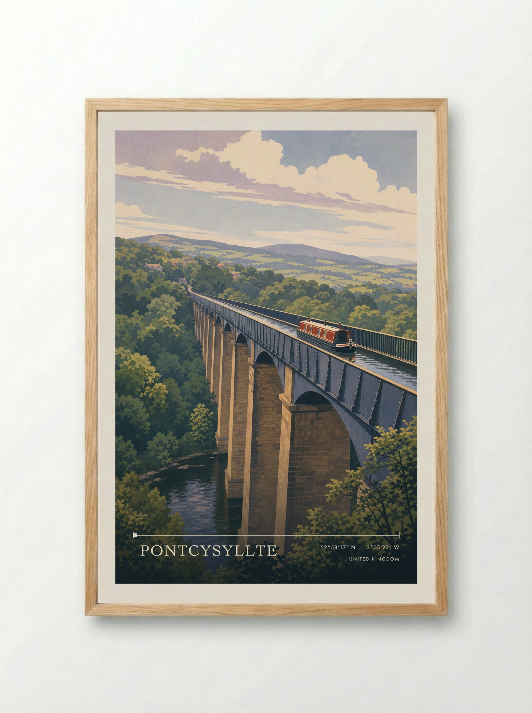 Pontcysyllte United Kingdom Travel Poster - Framed Print Wood