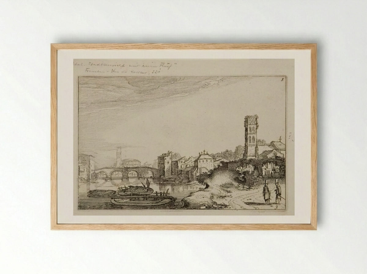 Ponte Sisto and the Tiber in Rome - Jan van de Velde II - Framed Print Wood