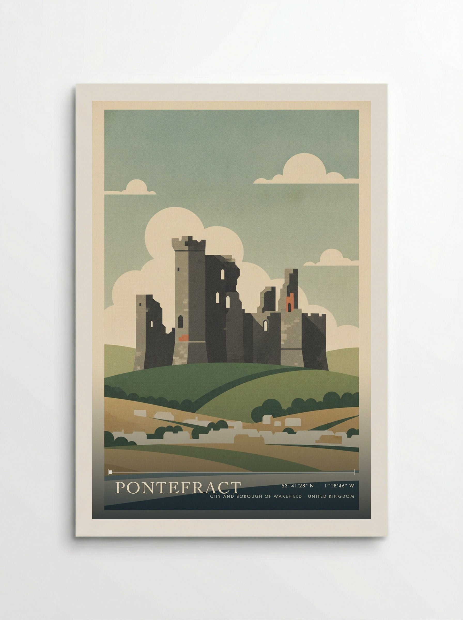 Pontefract City and Borough of Wakefield United Kingdom Travel Poster - Poster