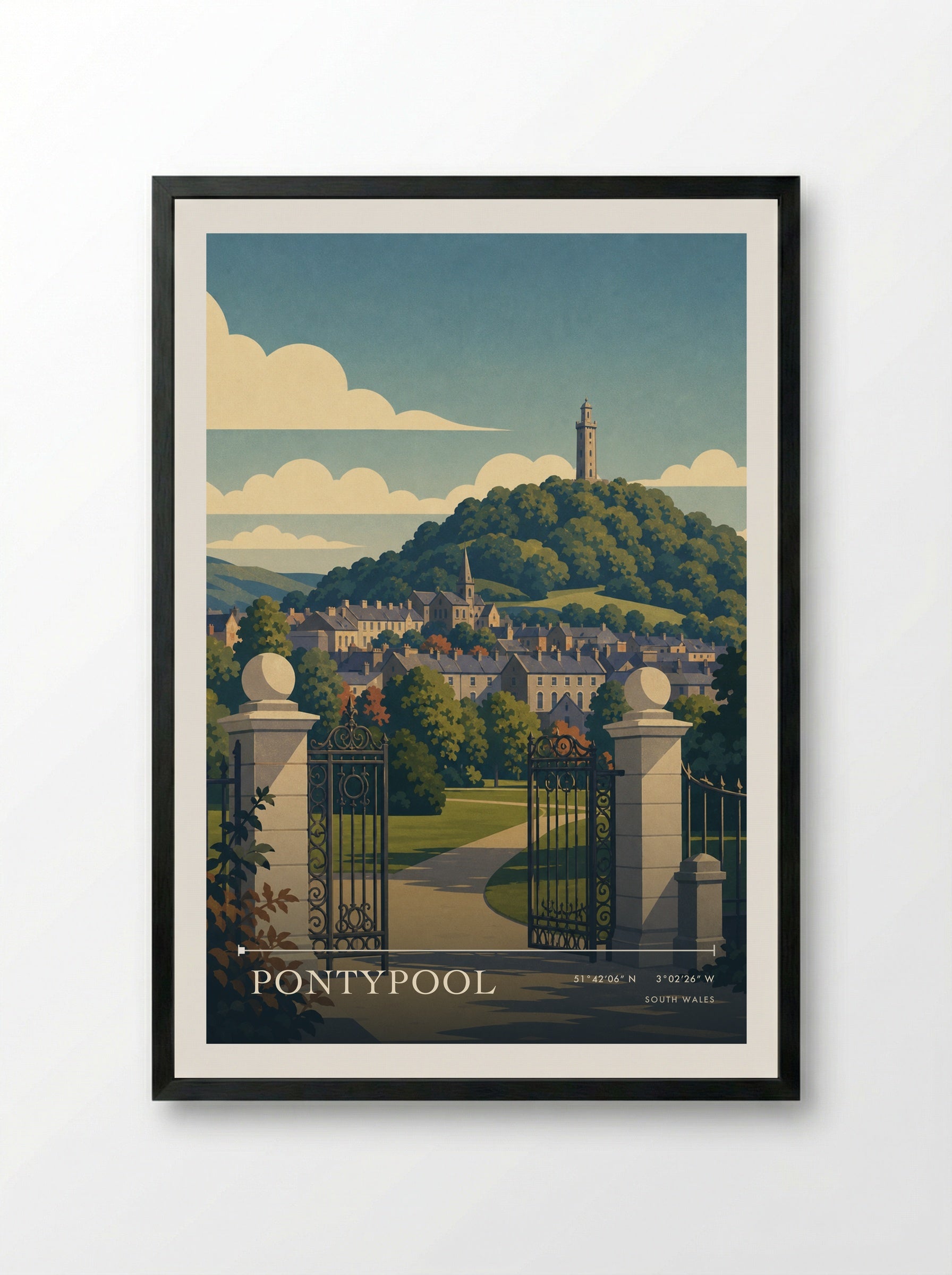 Pontypool South Wales Wales Travel Poster - Framed Print Black