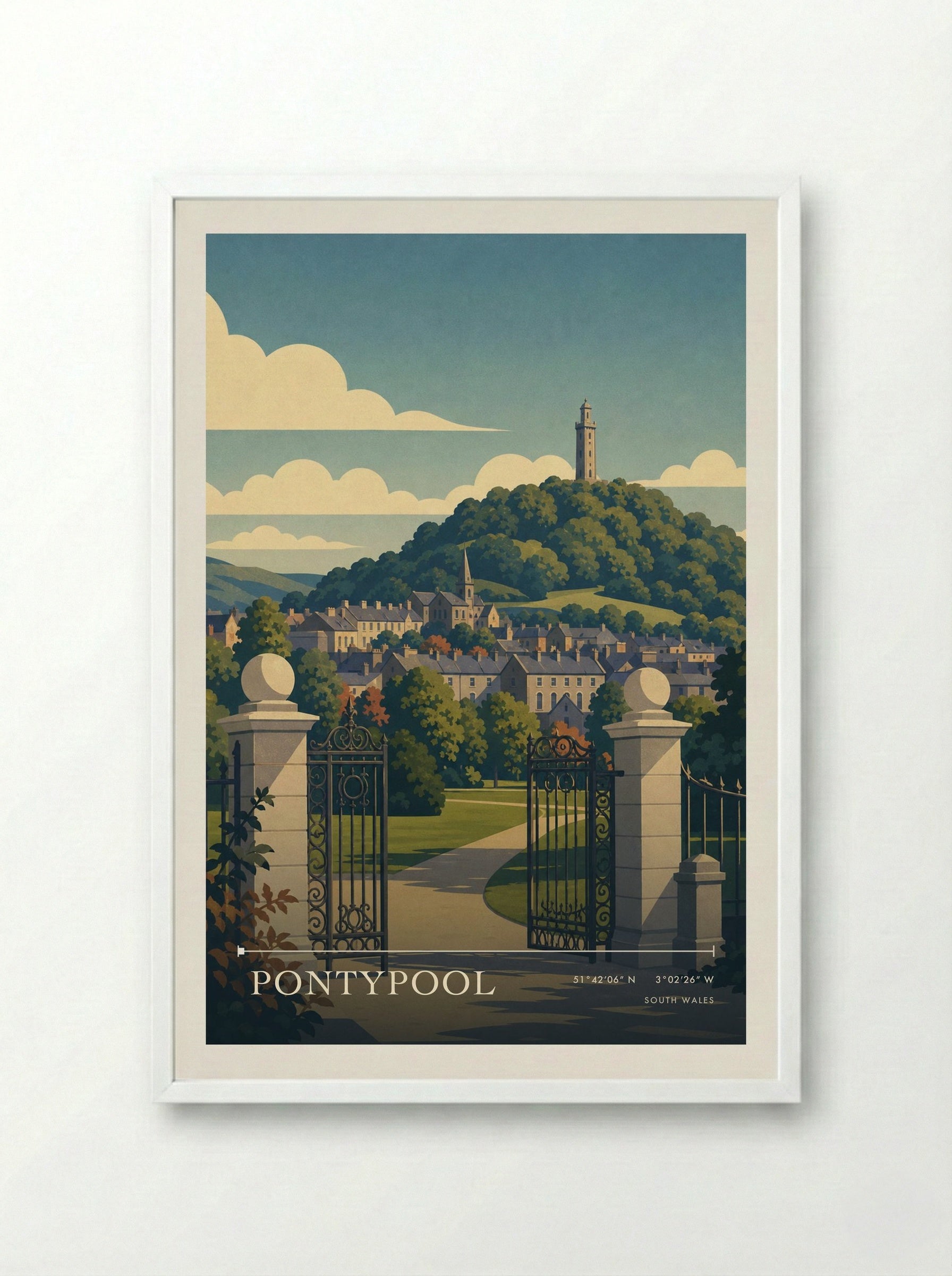 Pontypool South Wales Wales Travel Poster - Framed Print White