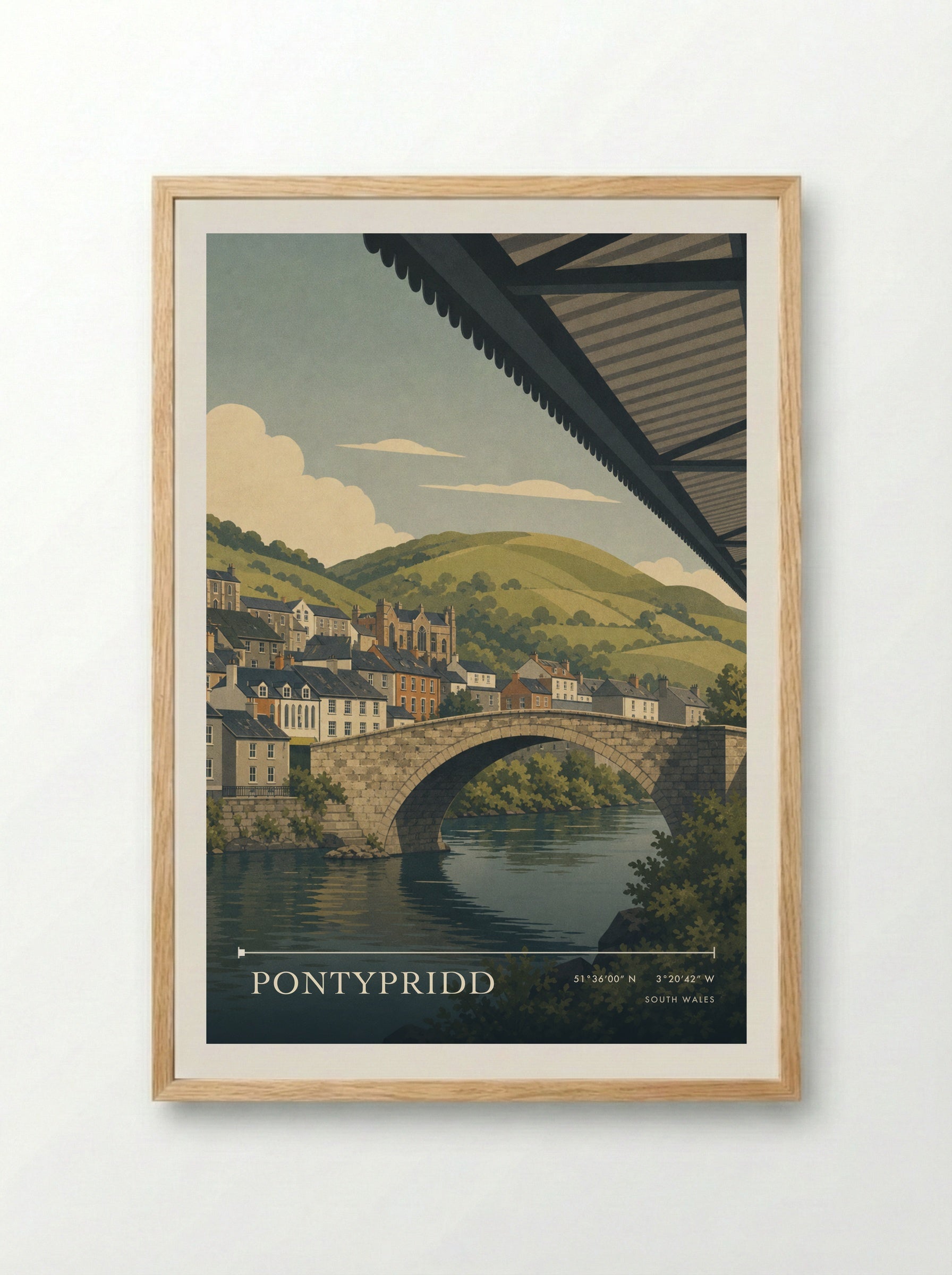 Pontypridd South Wales Wales Travel Poster - Framed Print Wood