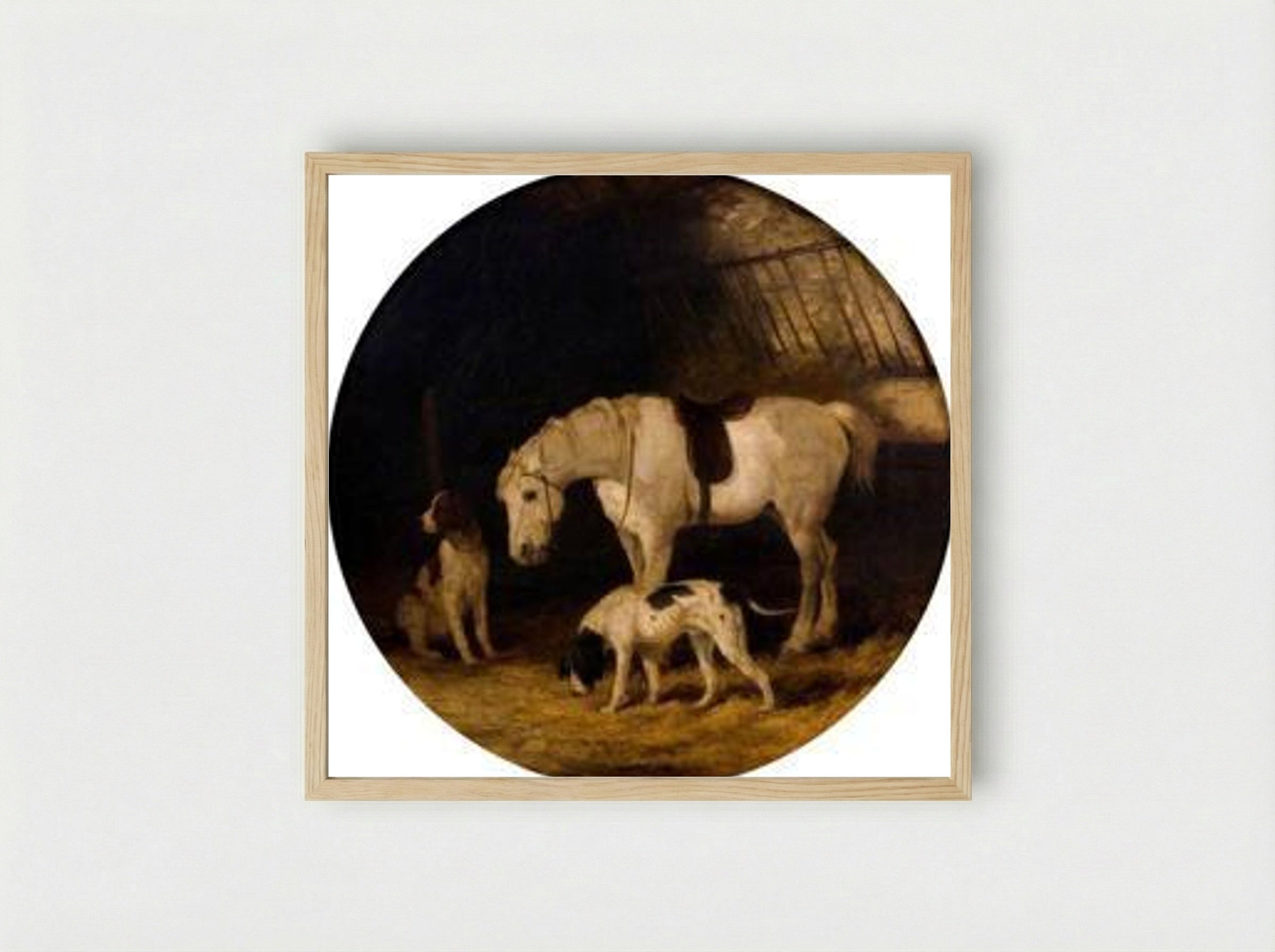 Pony and Dogs - William Shayer - Framed Print Wood
