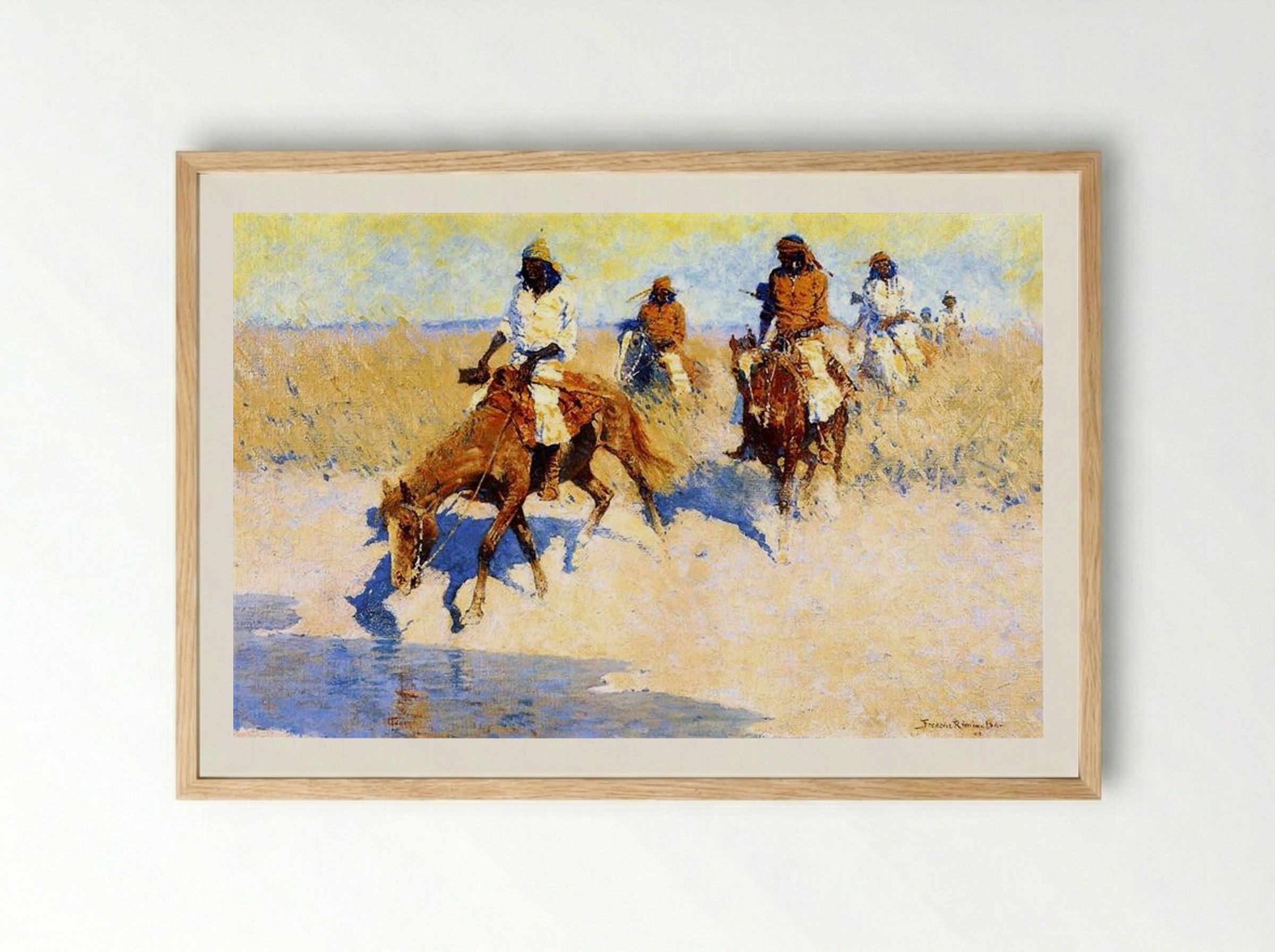 Pool in the Desert - Frederic Remington - Framed Print Wood