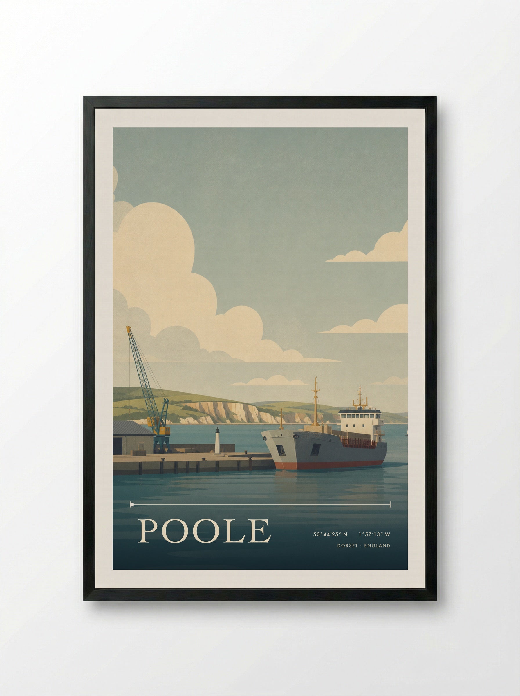 Poole Dorset England Travel Poster - Framed Print Black