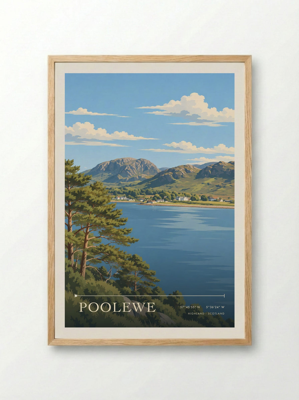 Poolewe, Highland | Travel Poster - Framed Print Wood