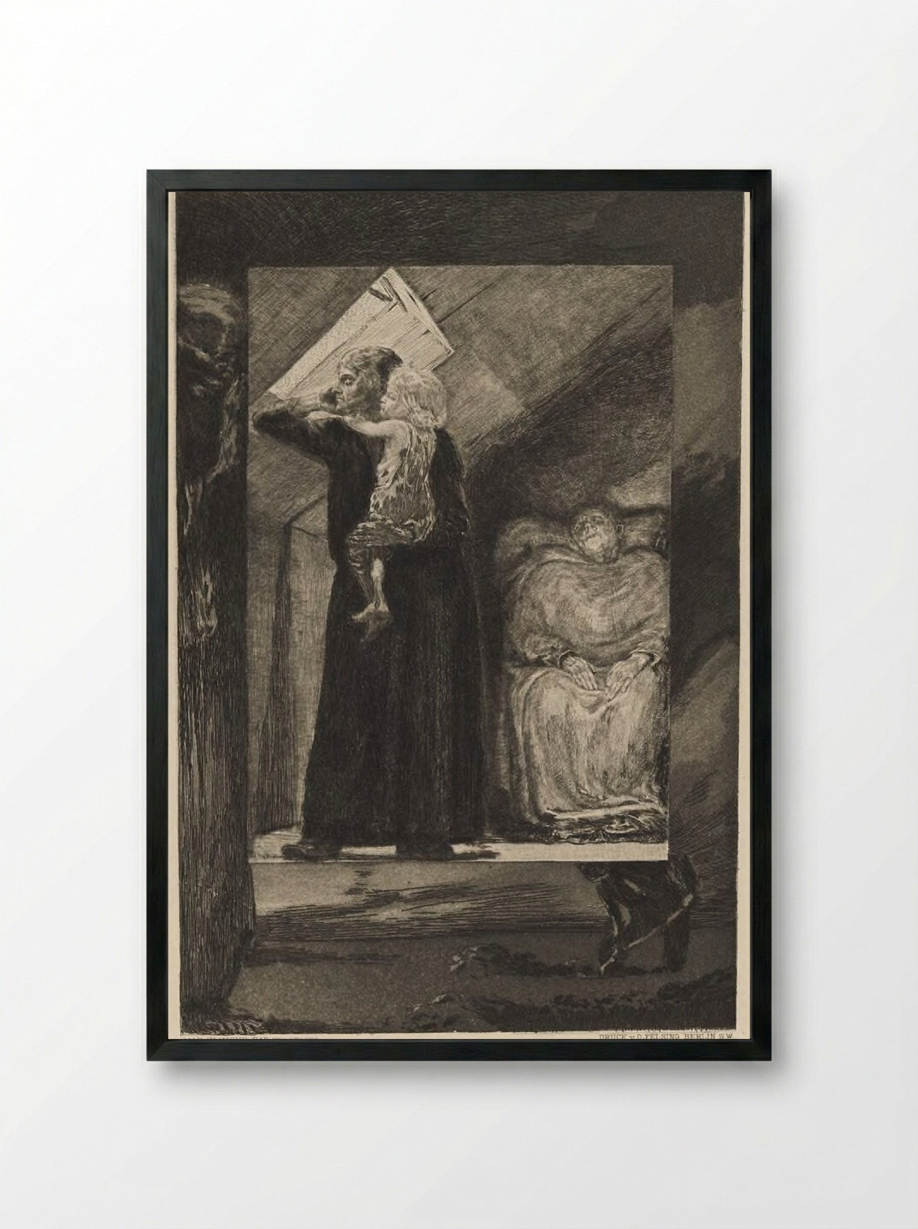 Poor Family, from the portfolio On Death, Part One, Opus XI - Max Klinger - Framed Print Black