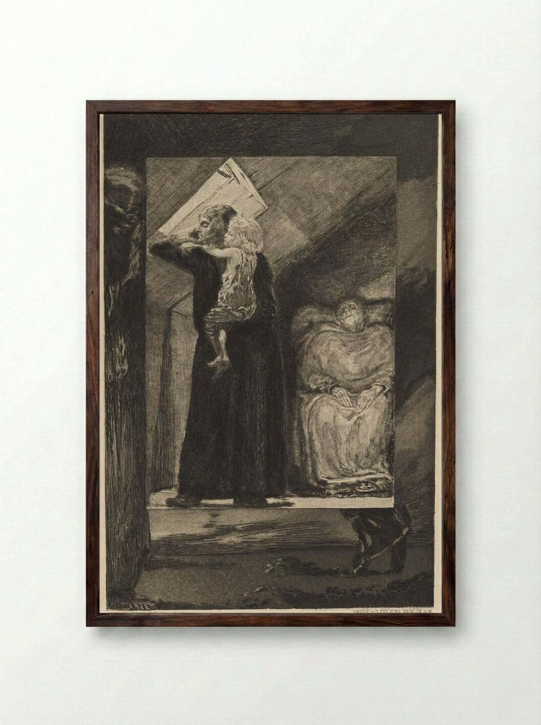 Poor Family, from the portfolio On Death, Part One, Opus XI - Max Klinger - Framed Print Dark Wood