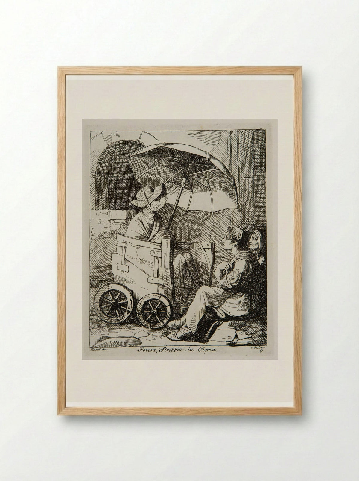 Poor and Crippled in Rome - Bartolomeo Pinelli - Framed Print Wood