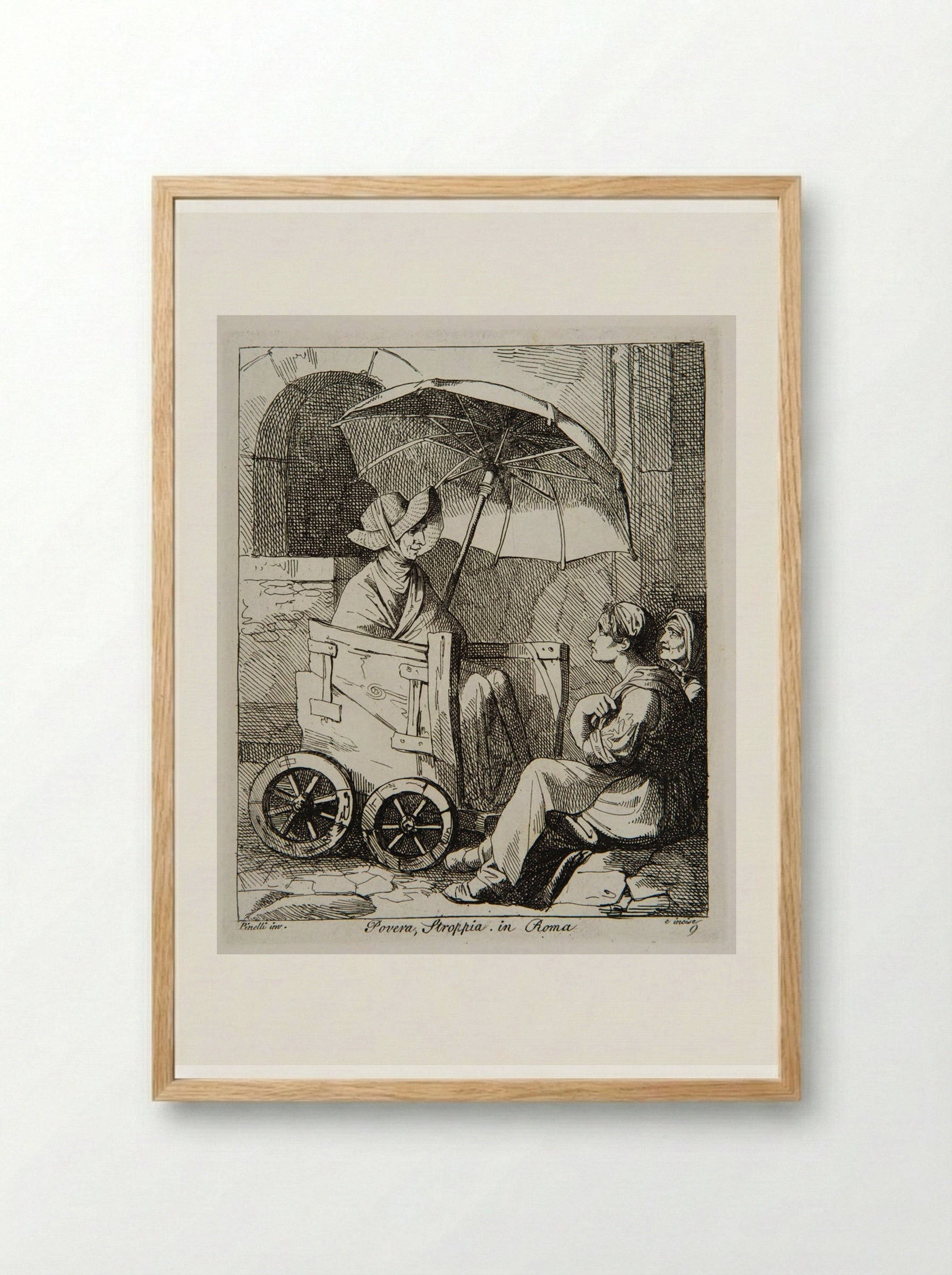 Poor and Crippled in Rome - Bartolomeo Pinelli - Framed Print Wood
