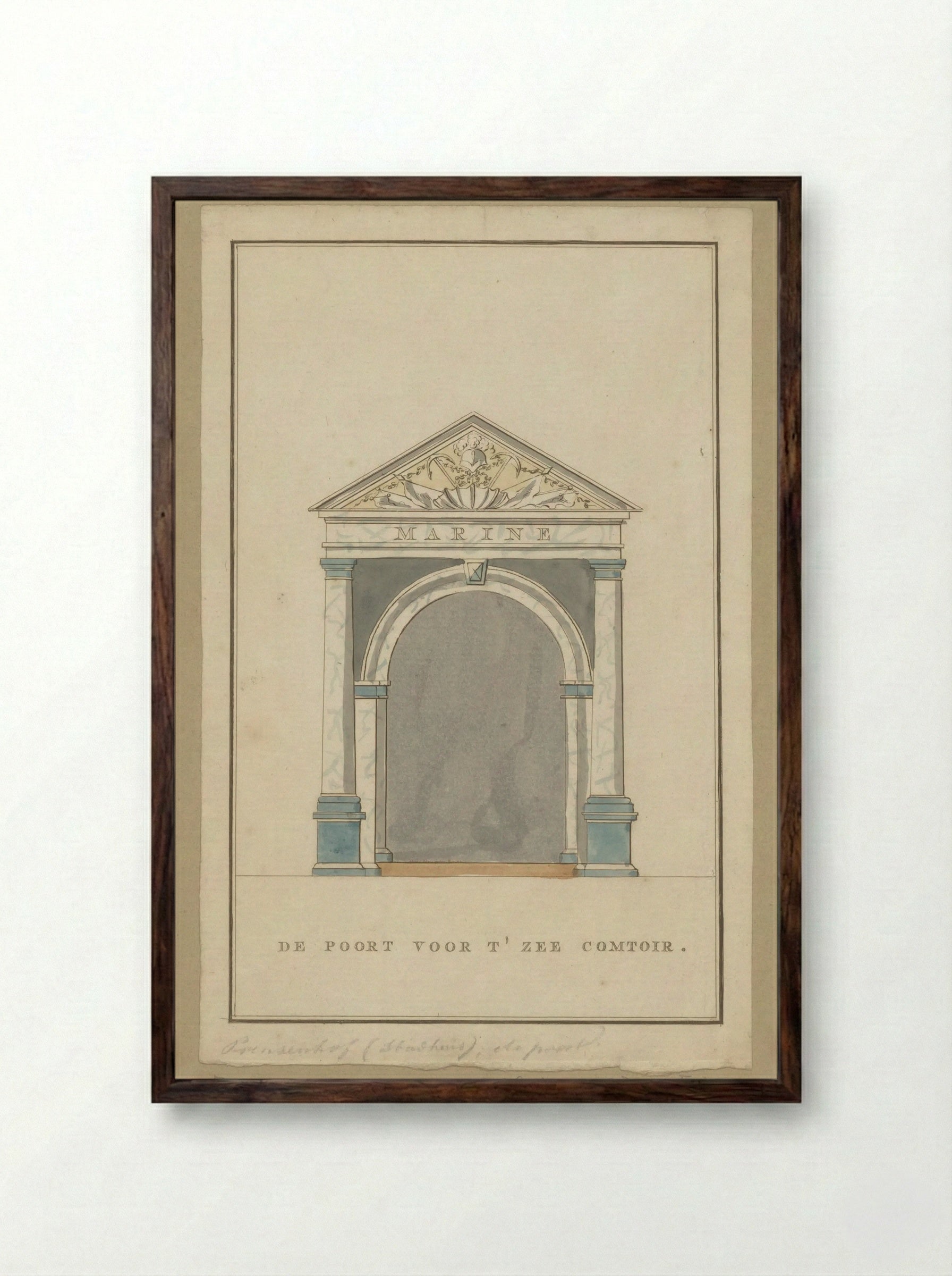 Poort, decoratie voor het Zeemagazijn te Amsterdam - Noach van der Meer (II) - Framed Print Dark Wood
