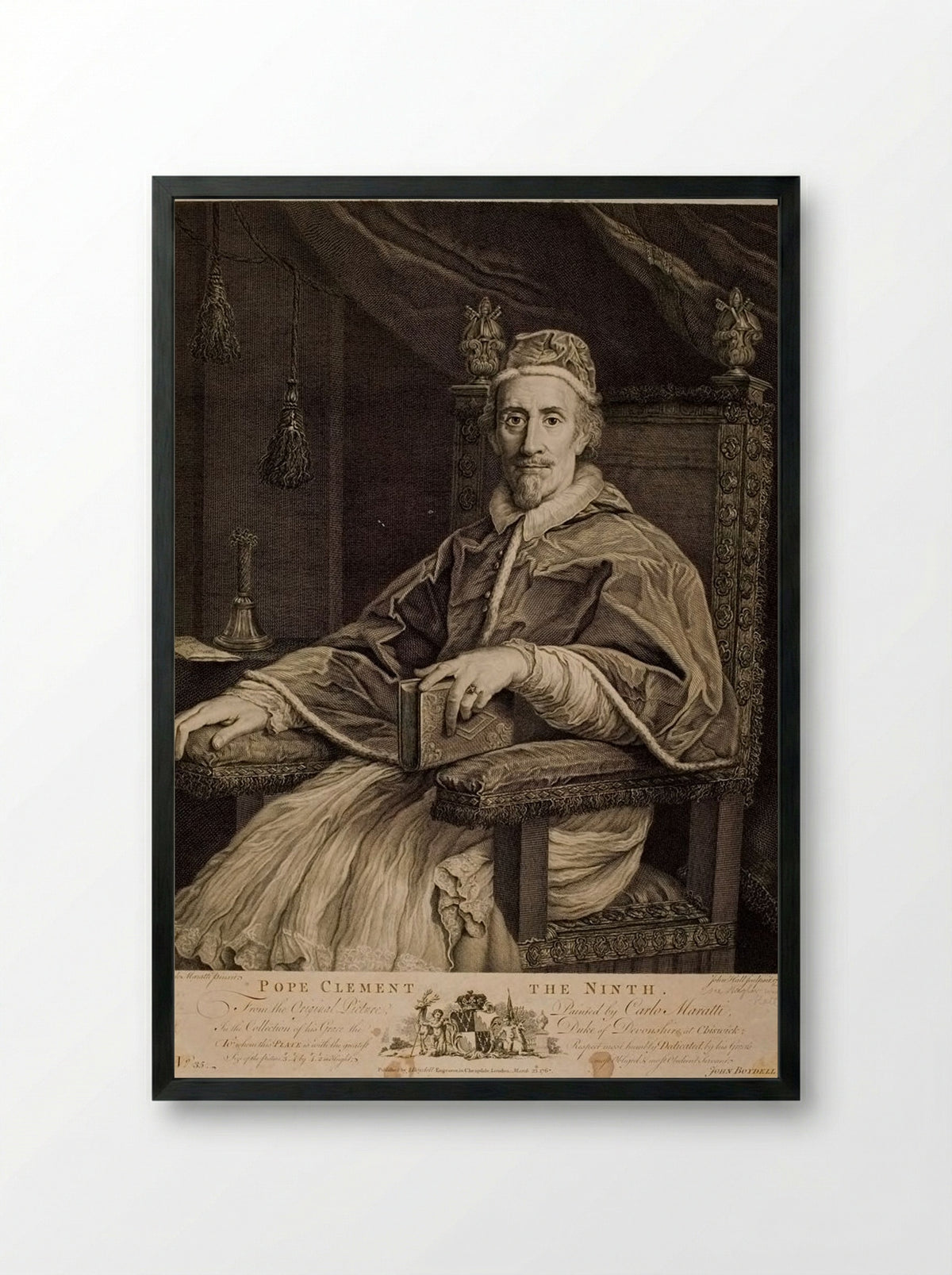 Pope Clement IX - John Hall - Framed Print Black
