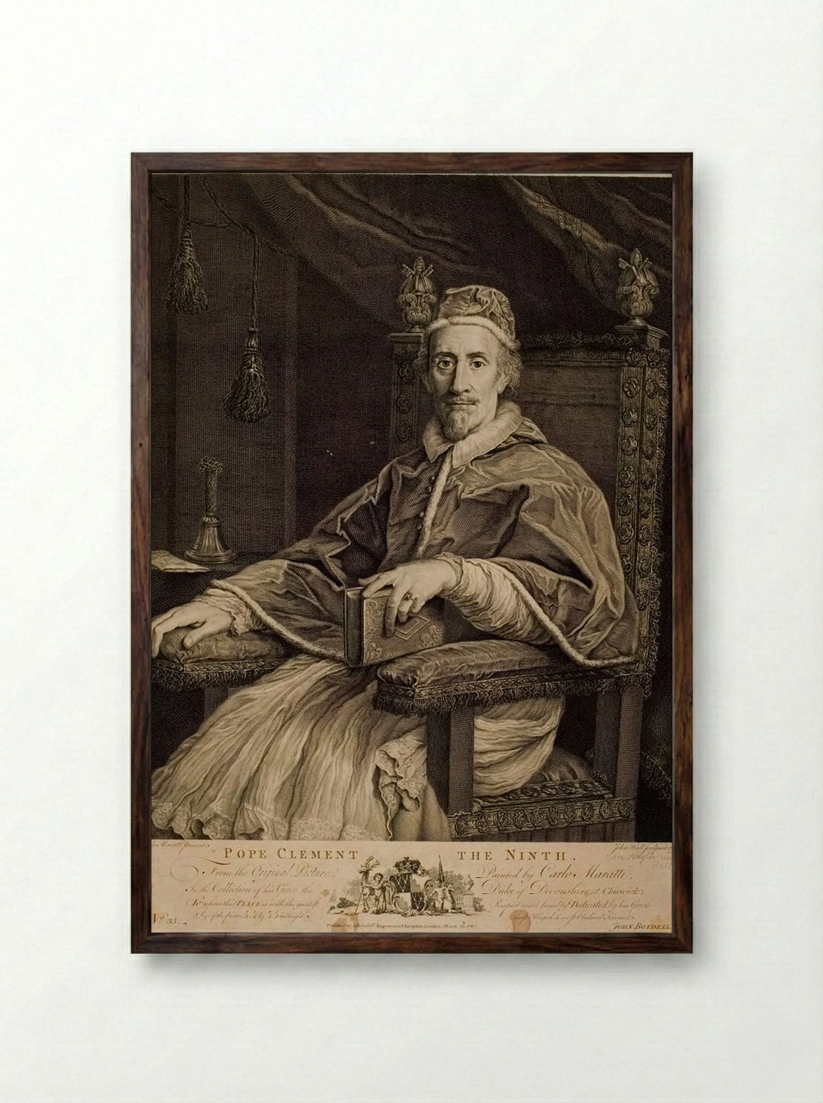 Pope Clement IX - John Hall - Framed Print Dark Wood