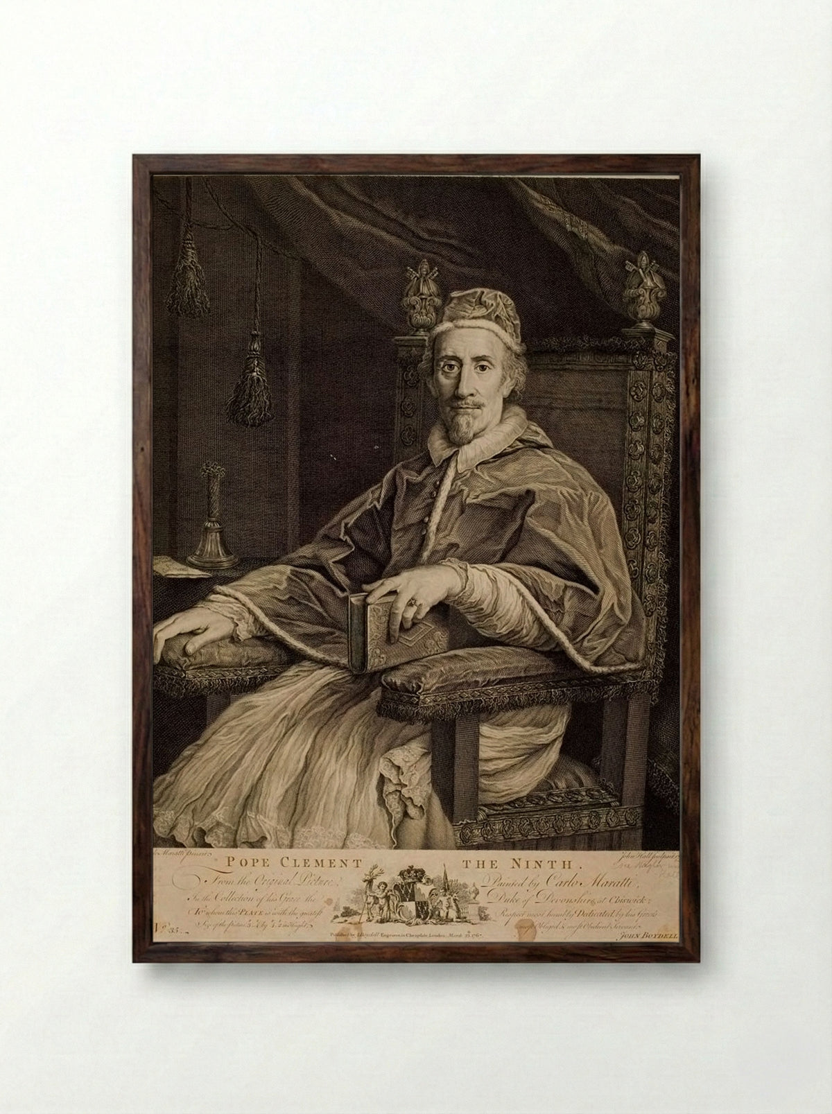 Pope Clement IX - John Hall - Framed Print Dark Wood
