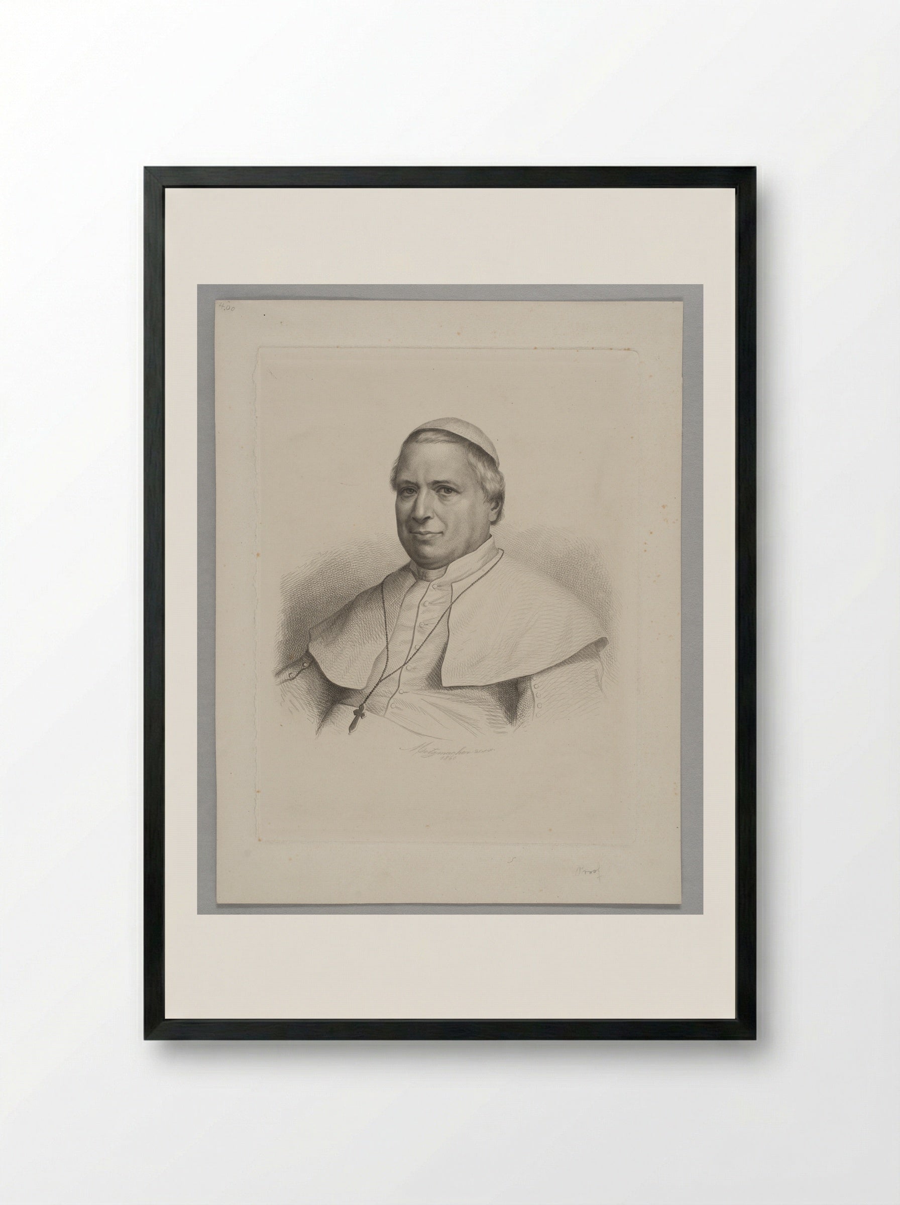 Pope Pius IX - Pierre Guillaume Metzmacher - Framed Print Black