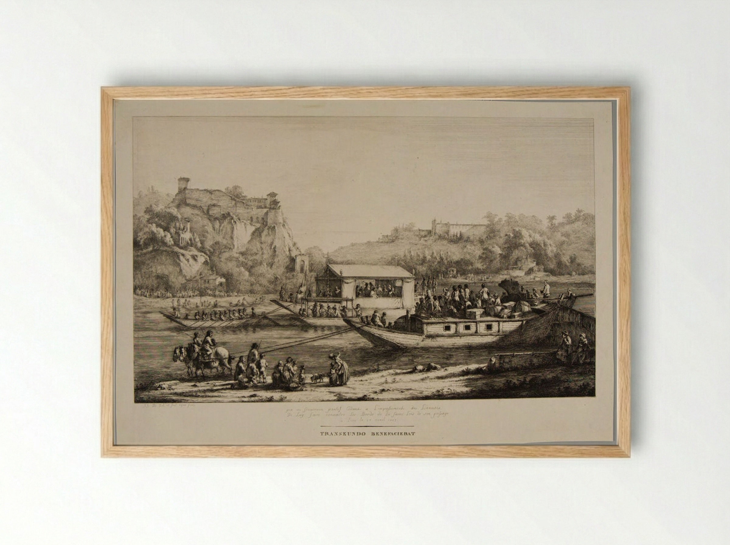Pope Pius VII Riding on the Saône at the Time of His Journey to Lyon - Jean-Jacques de Boissieu - Framed Print Wood
