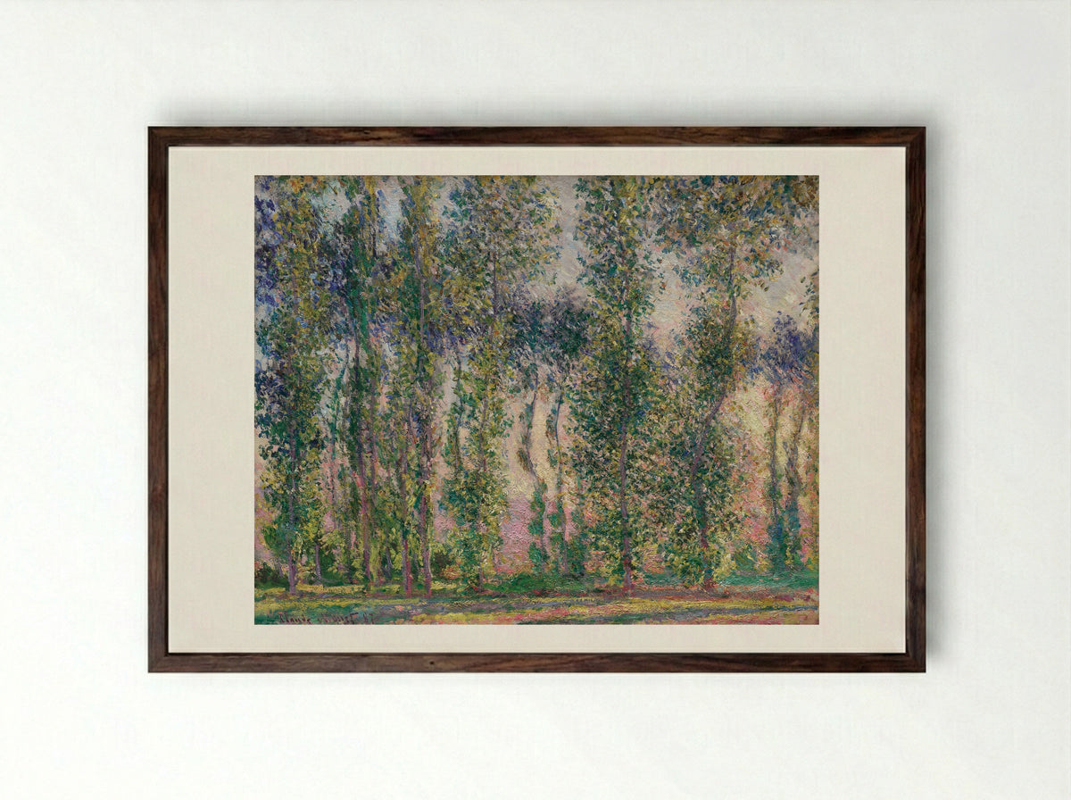Poplars at Giverny - Claude Monet - Framed Print Dark Wood