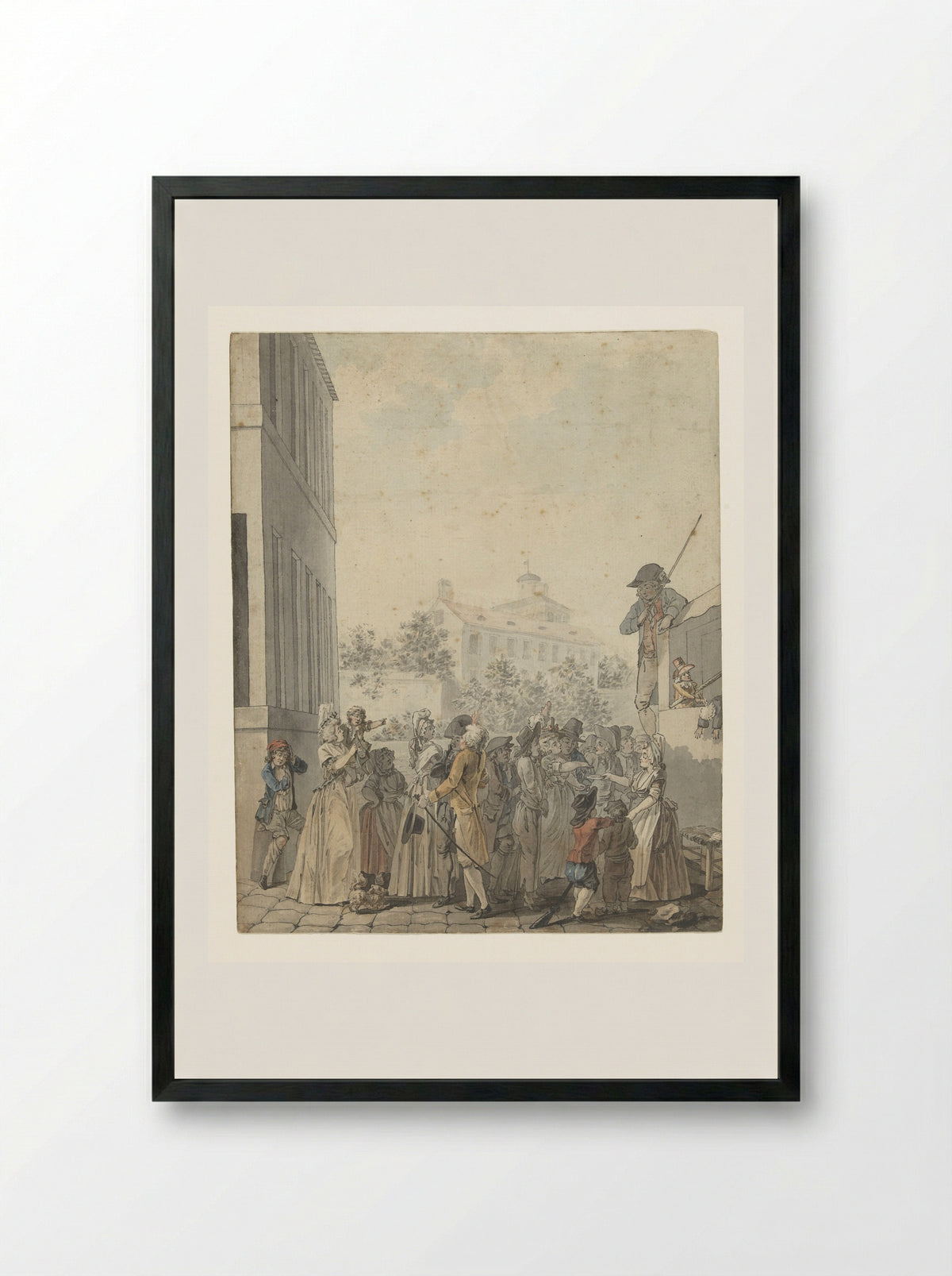 Poppenkast op een plein - Nicolas Antoine Taunay - Framed Print Black