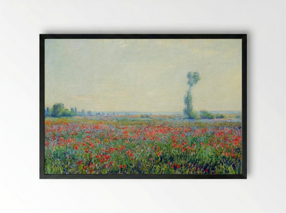 Poppy Field - Claude Monet - Framed Print Black
