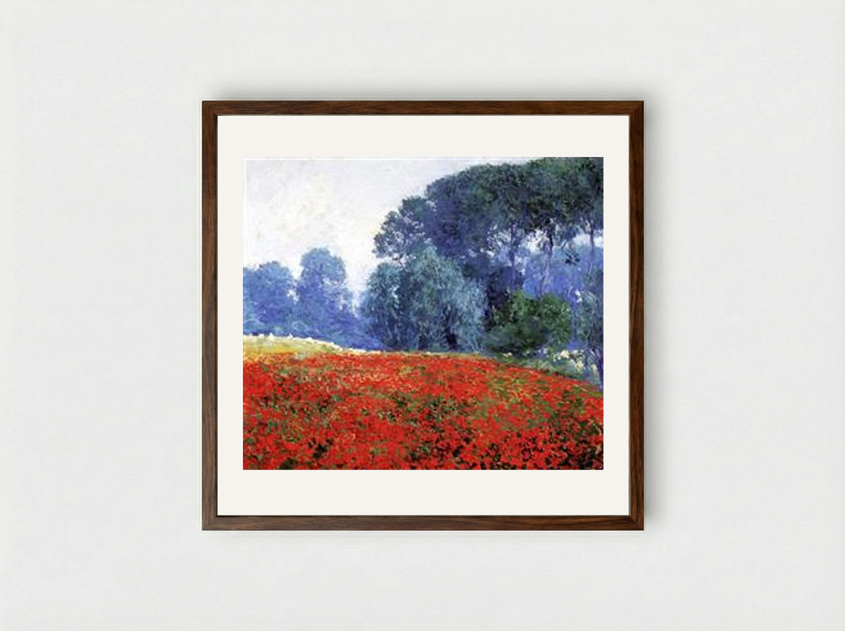 Poppy Field - Guy Rose - Framed Print Dark Wood