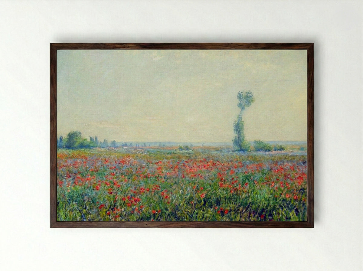 Poppy Field - Claude Monet - Framed Print Dark Wood