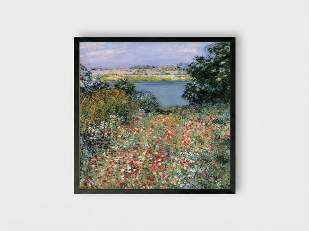 Poppy Garden - Willard Metcalf - Framed Print Black