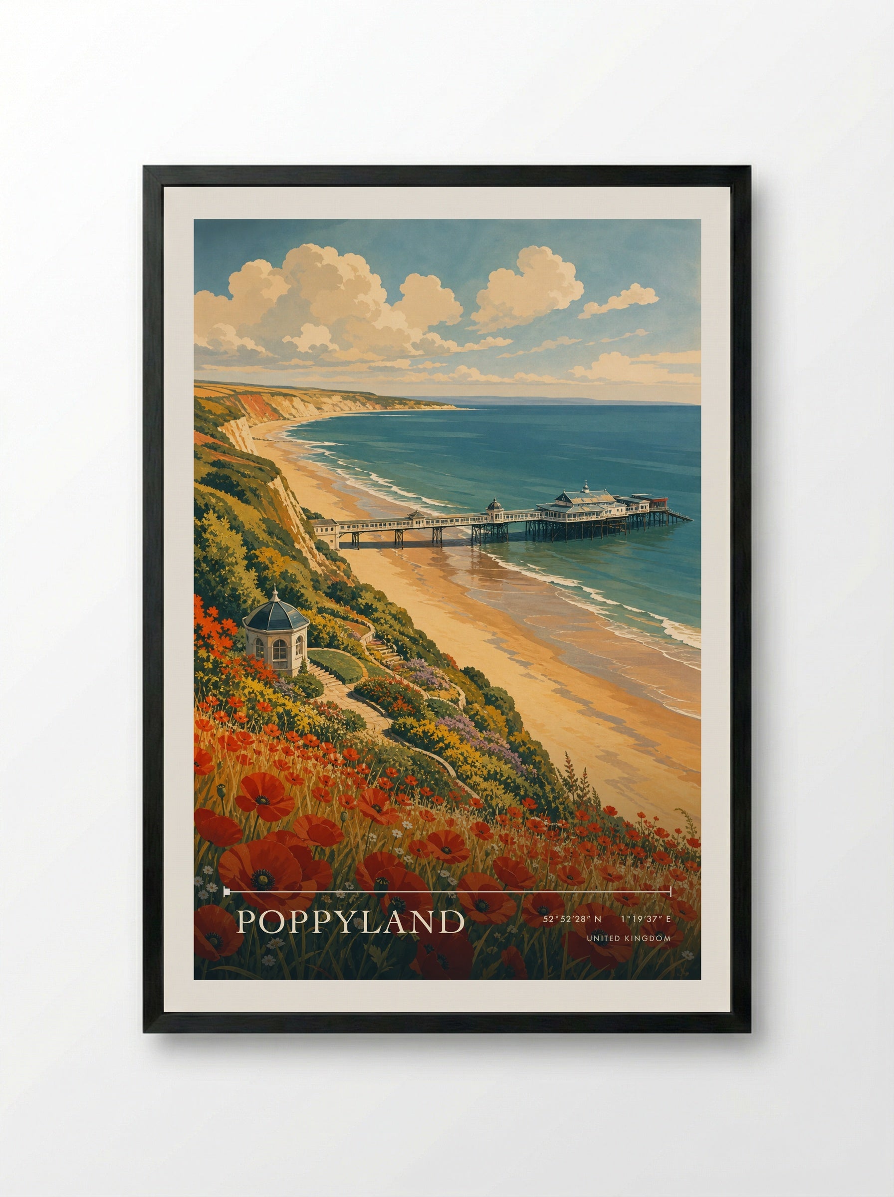 Poppyland United Kingdom Travel Poster - Framed Print Black