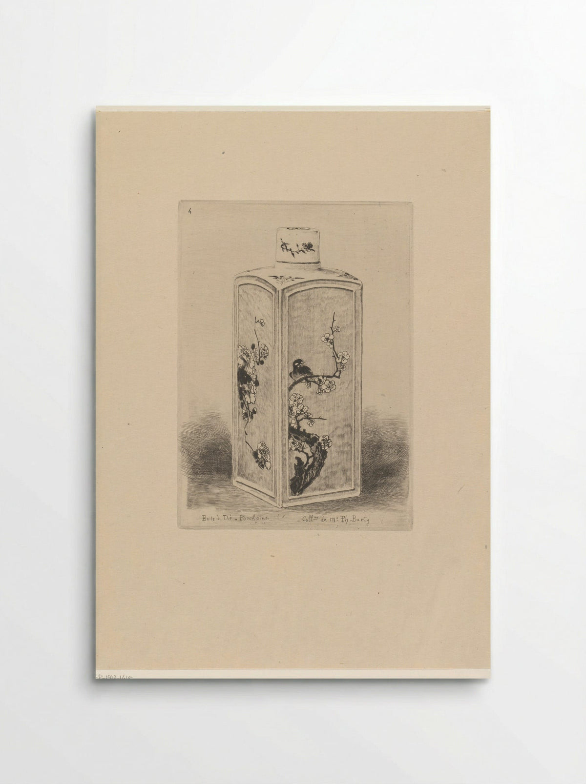 Porcelain Tea Caddy with Bird on a Flowering Branch - Félix Hilaire Buhot - Poster