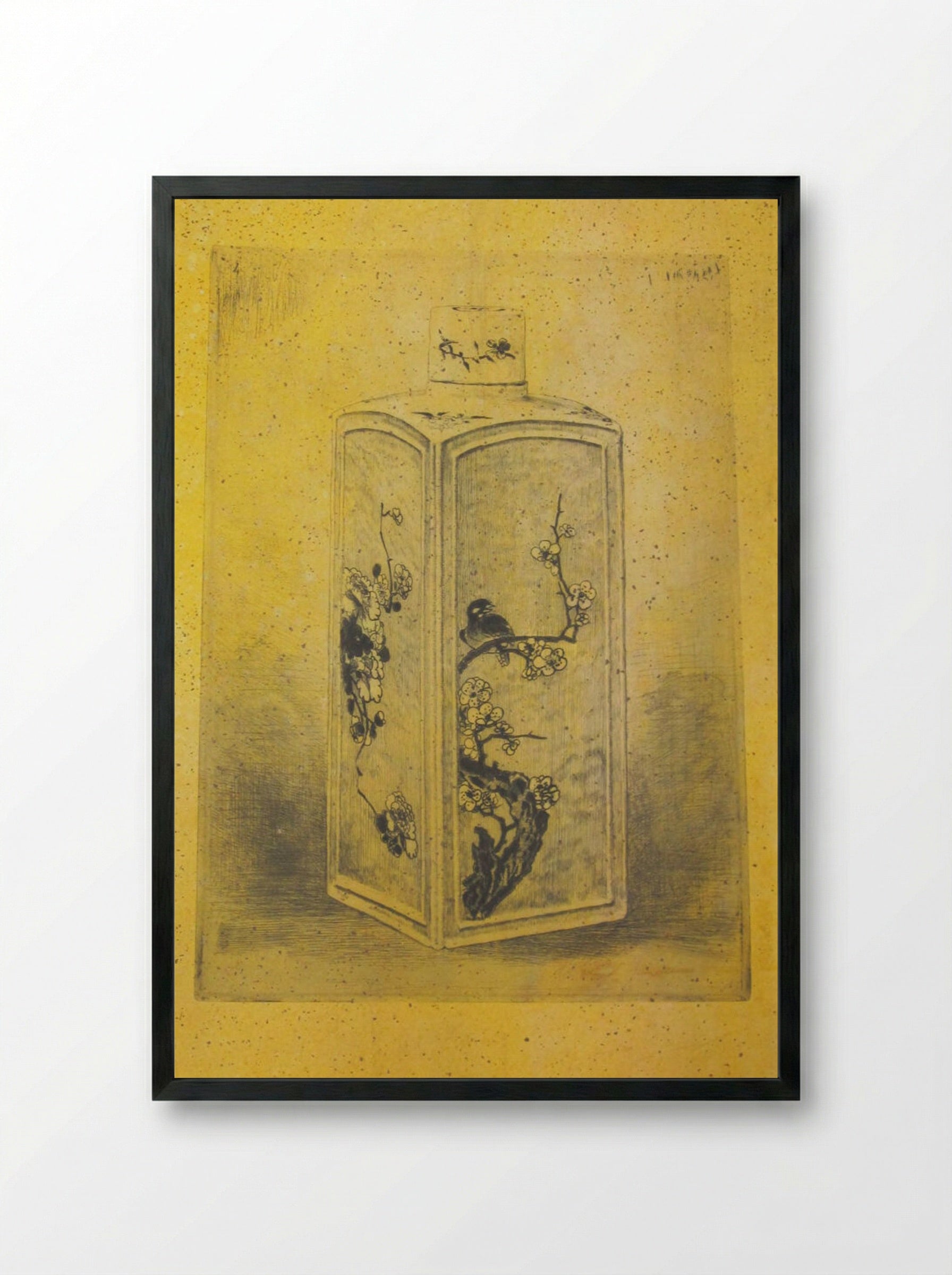Porcelain Tea Container - Félix Hilaire Buhot - Framed Print Black