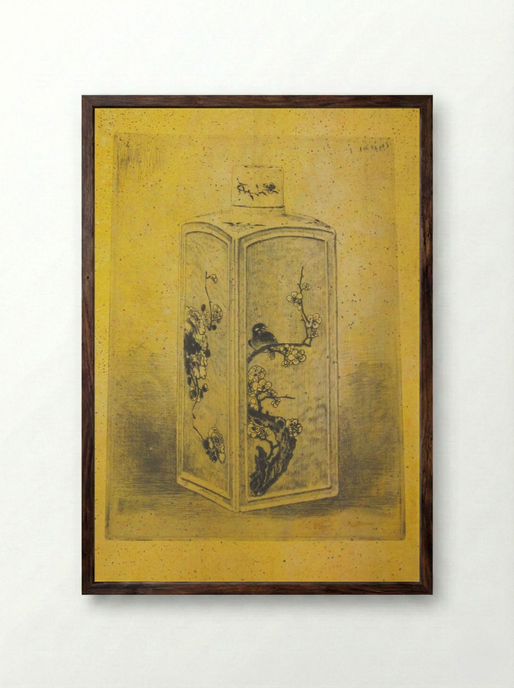 Porcelain Tea Container - Félix Hilaire Buhot - Framed Print Dark Wood