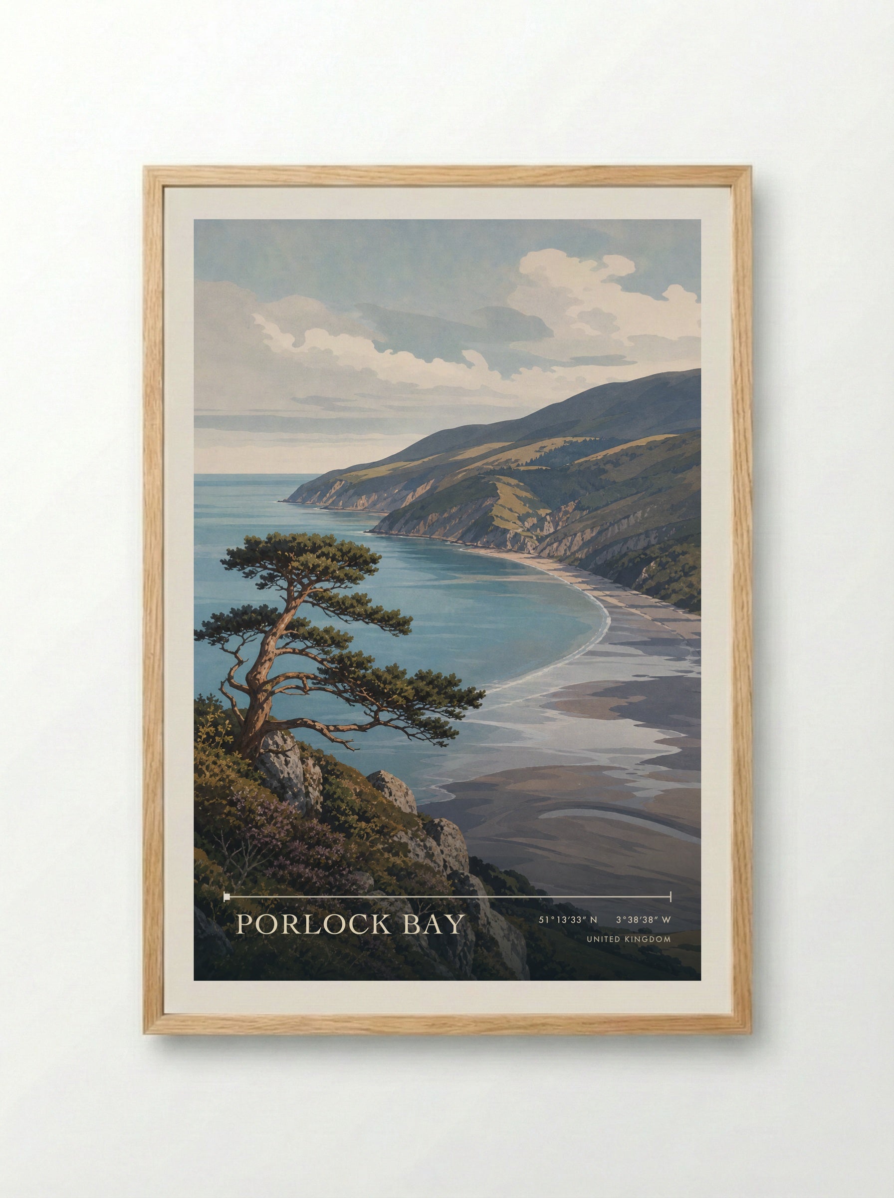 Porlock Bay United Kingdom Travel Poster - Framed Print Wood